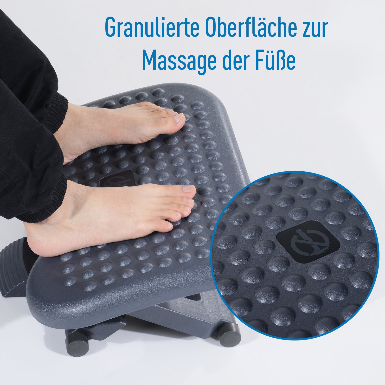 Footrest Foot Rest Footrest Relax Foot Support for Office, Adjustable Height, Plastic, Dark Gray, 46x35cm