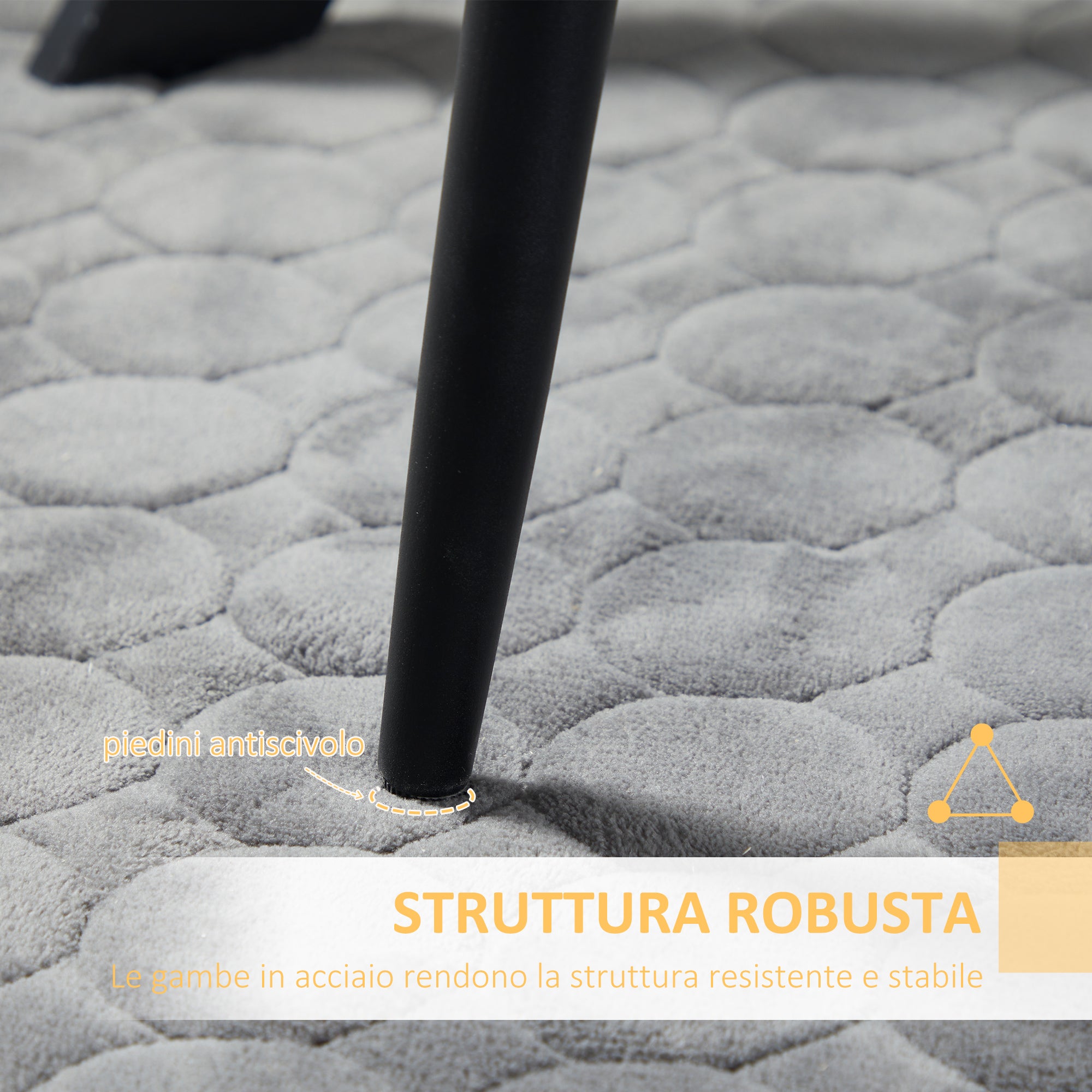 2 pcs Upholstered Velvet Effect Fabric Dining Chairs, Kitchen Chairs with Steel Legs and Space-Saving Design, 43x58x90 cm, Gray and Black