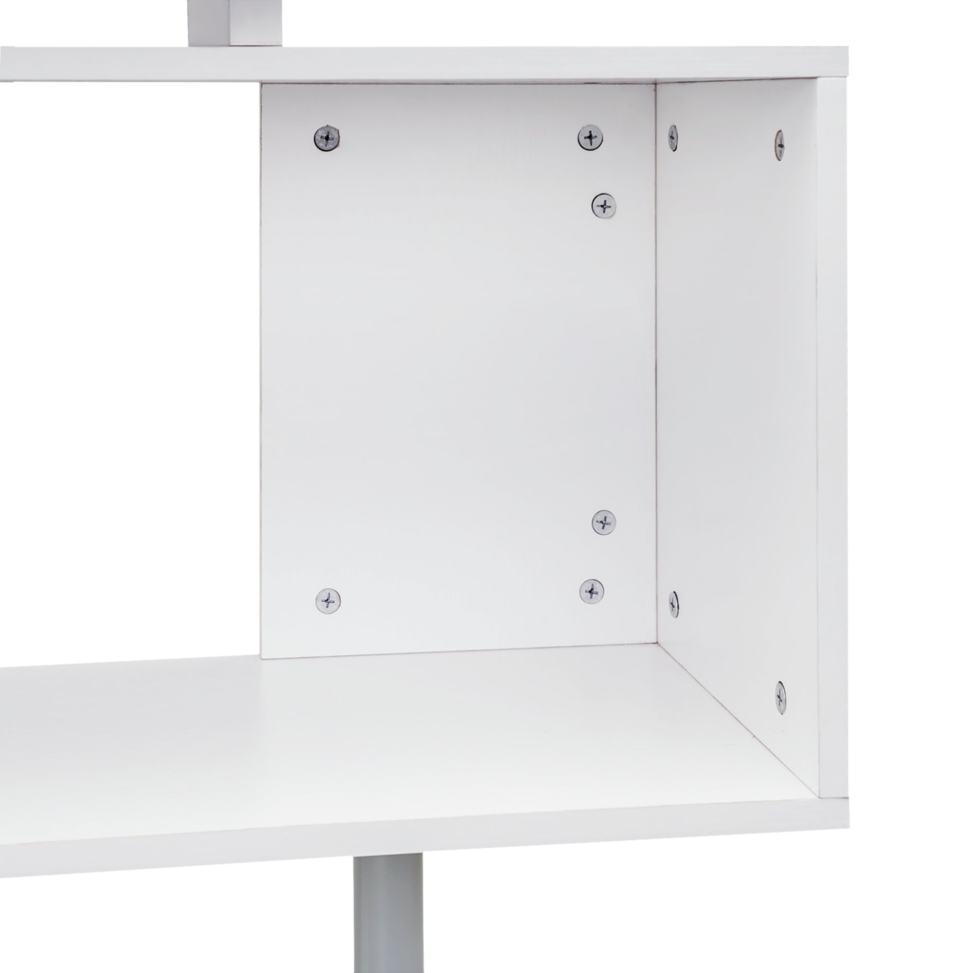 Space-Saving Corner Desk with S-Shaped Shelf, Modern Wooden Desk, 140x120x78 cm, White