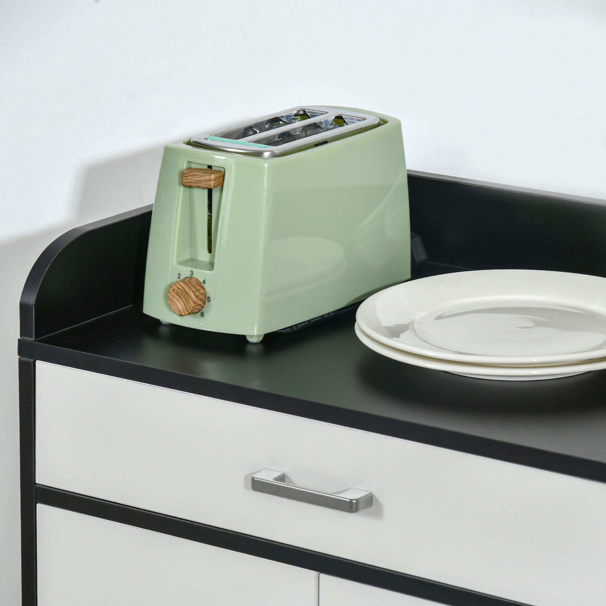 Modern Kitchen Cabinet in MDF with 2 Cabinets, 1 Drawer, and Adjustable Shelves, 90x40x90 cm, Black and White