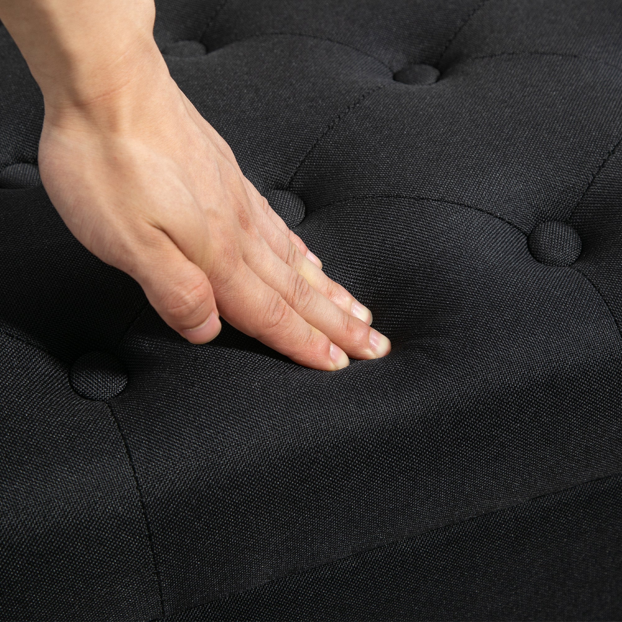 bench with storage trunk bench hallway bedroom living room linen-like polyester rubberwood black 100 x 40 x 44 cm