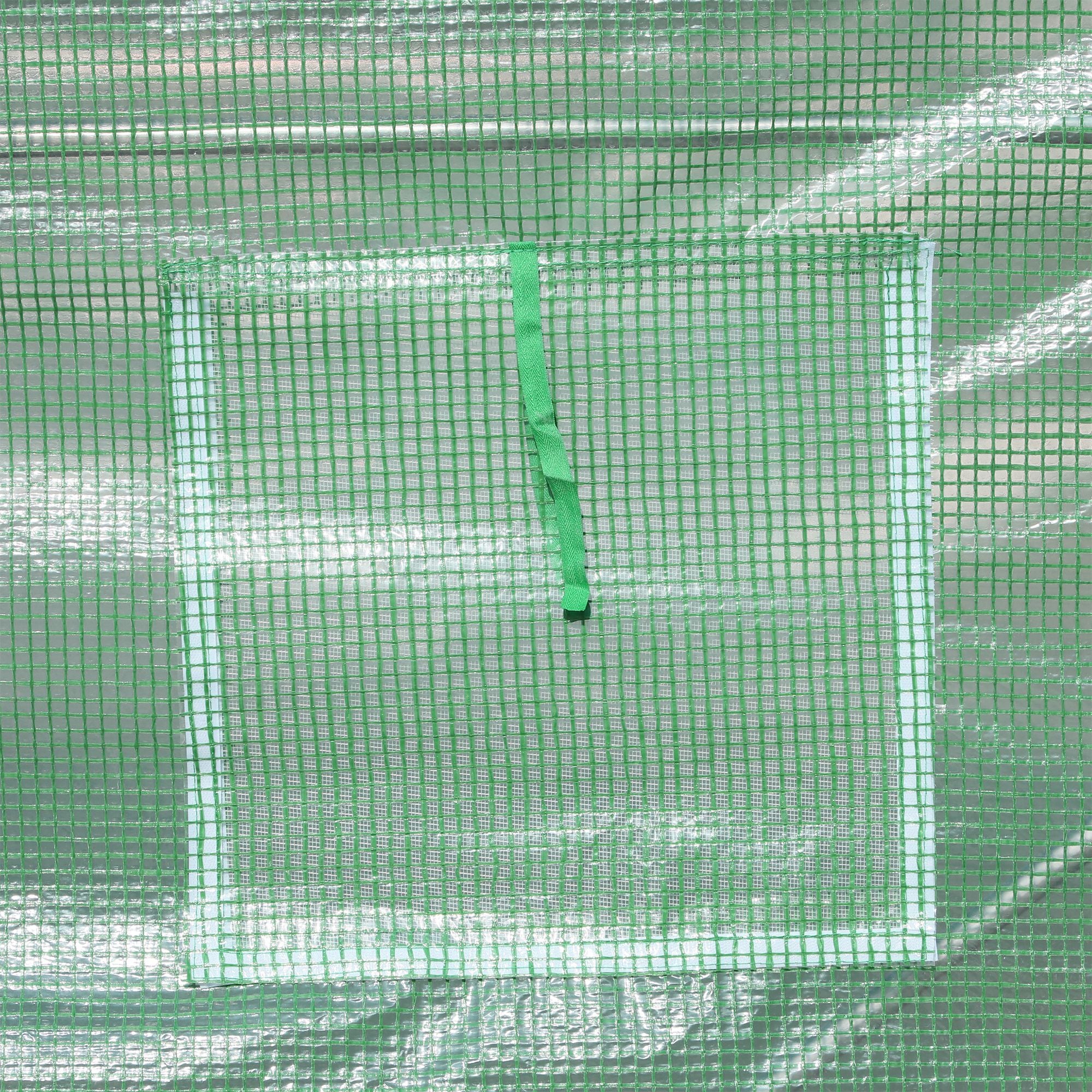 Garden Tunnel Greenhouse Ground Surface 6 m² 3L x 2W x 2.10H m Reinforced Tubular Frame Zippered Door 4 Roll-Up Windows Green