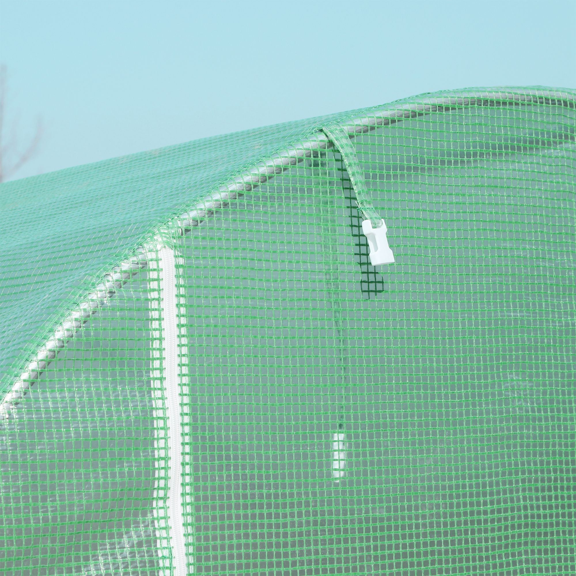Garden Tunnel Greenhouse Ground Surface 6 m² 3L x 2W x 2.10H m Reinforced Tubular Frame Zippered Door 4 Roll-Up Windows Green