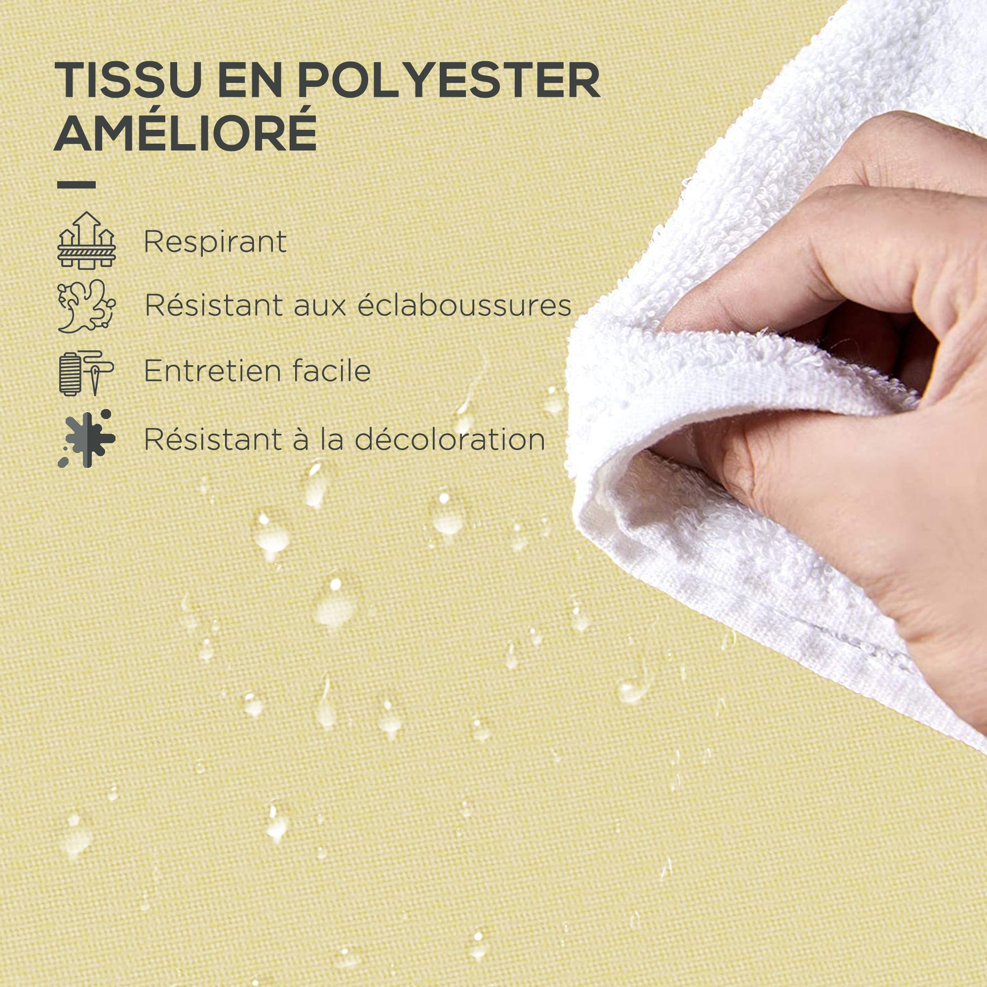 Set of 6 Garden Chair Cushions - Outdoor Chair Cushion Padding 3 cm Polyester Fabric 42L x 42W cm Beige