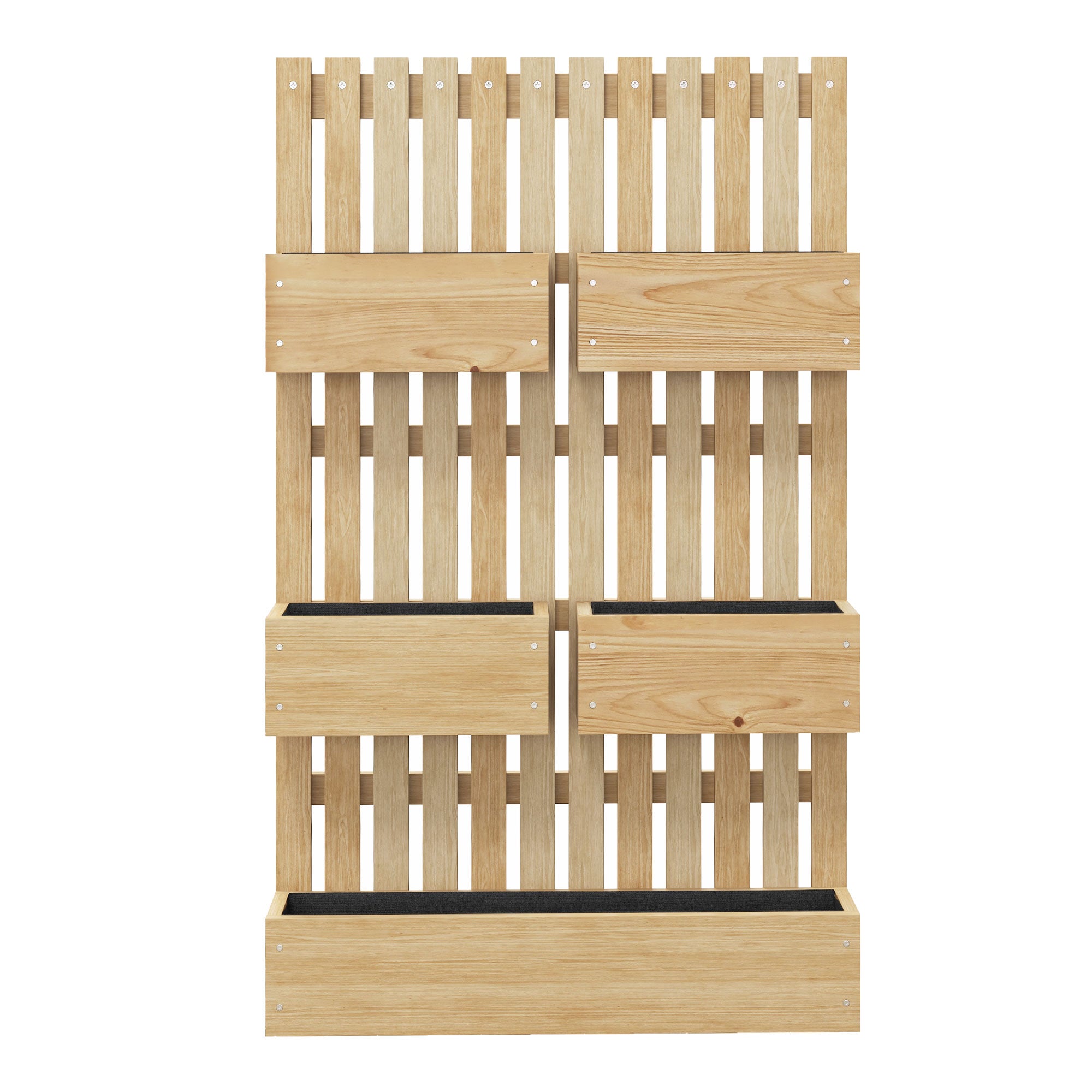 Wall Planter with 5 Removable Solid Wood Trellis Bins, Non-Woven Fabric, 60 x 16 x 100 cm
