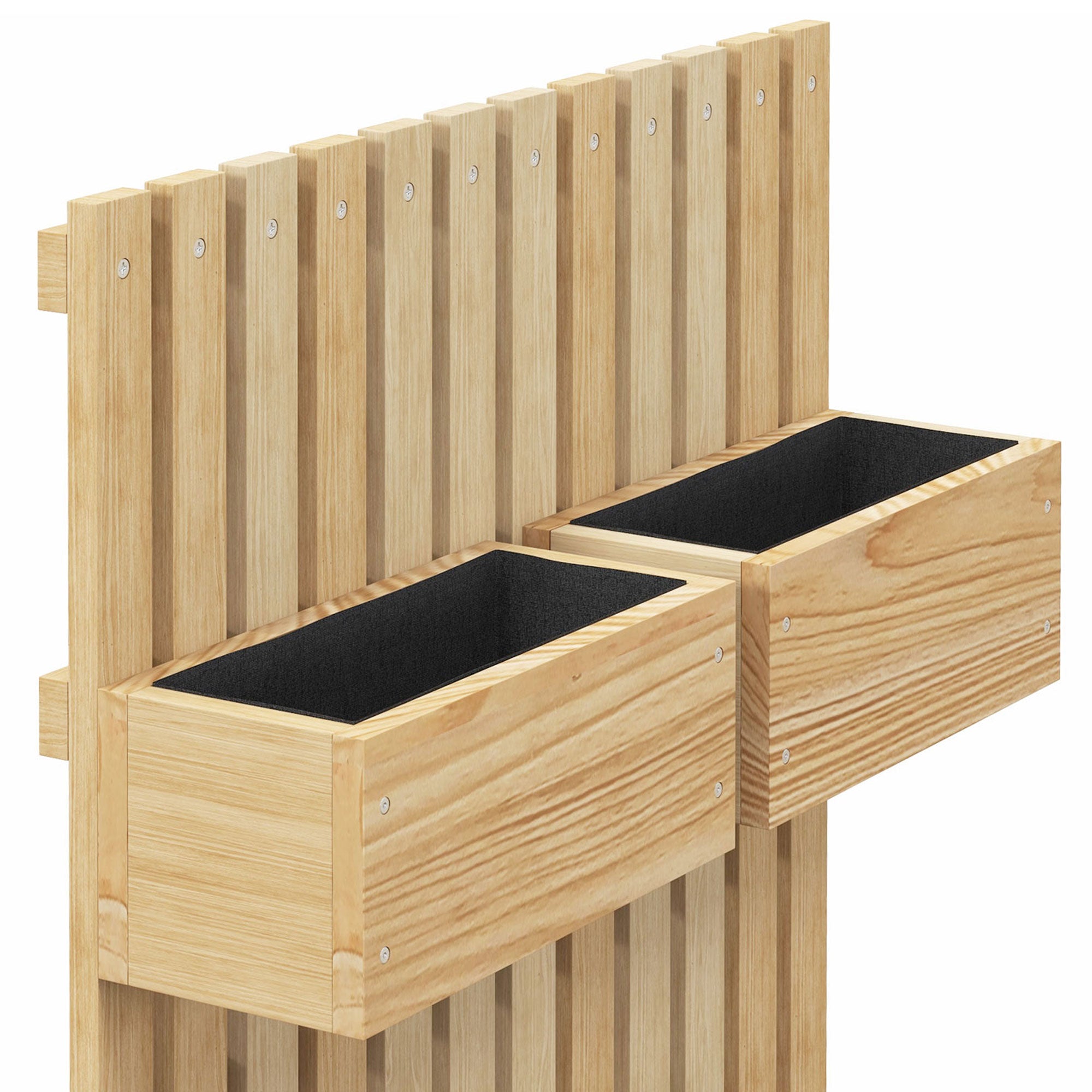 Wall Planter with 5 Removable Solid Wood Trellis Bins, Non-Woven Fabric, 60 x 16 x 100 cm