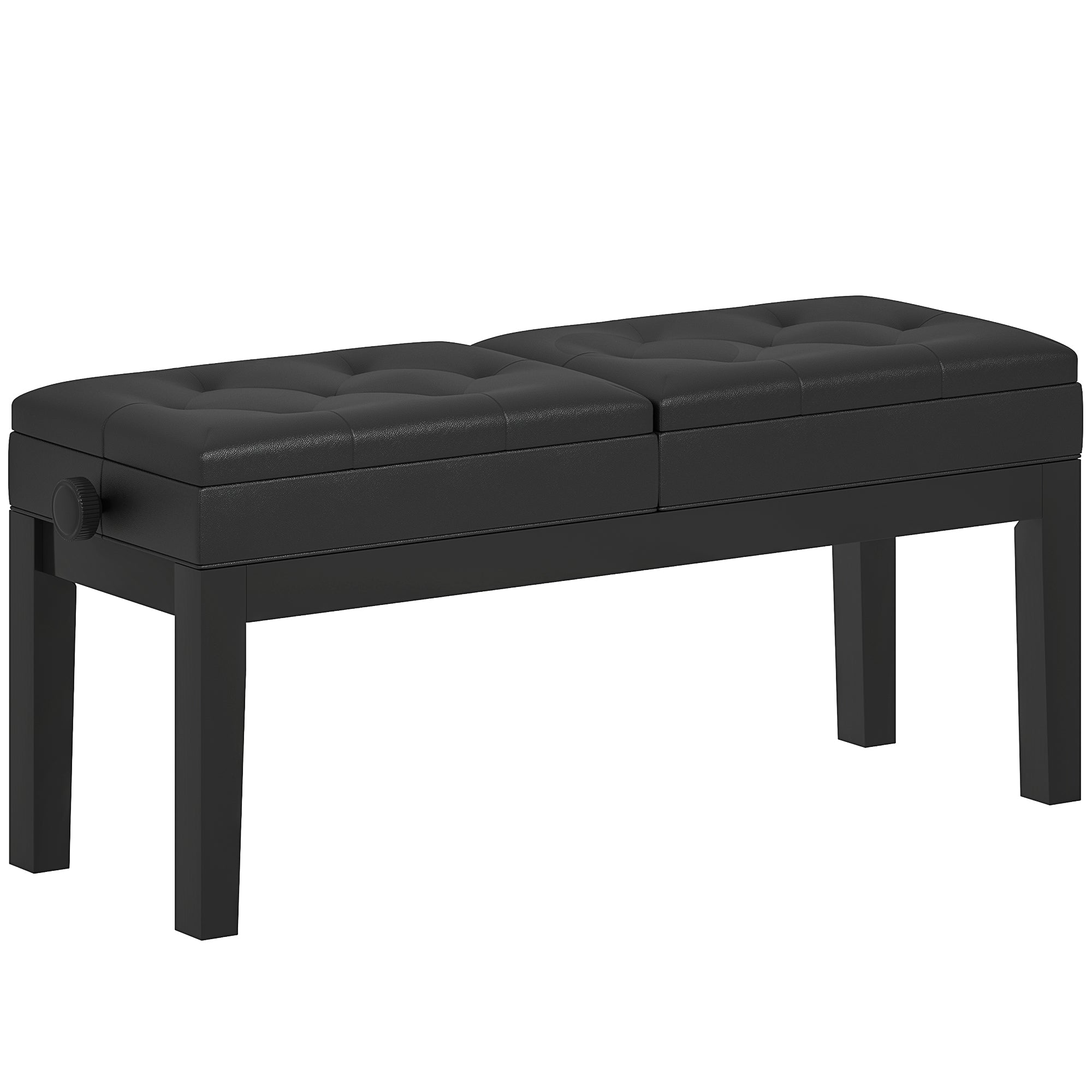 Adjustable Piano Bench Piano Stool with Storage, Supports up to 220 KG, Faux Leather, Black, 105 x 37 x 48-58 cm