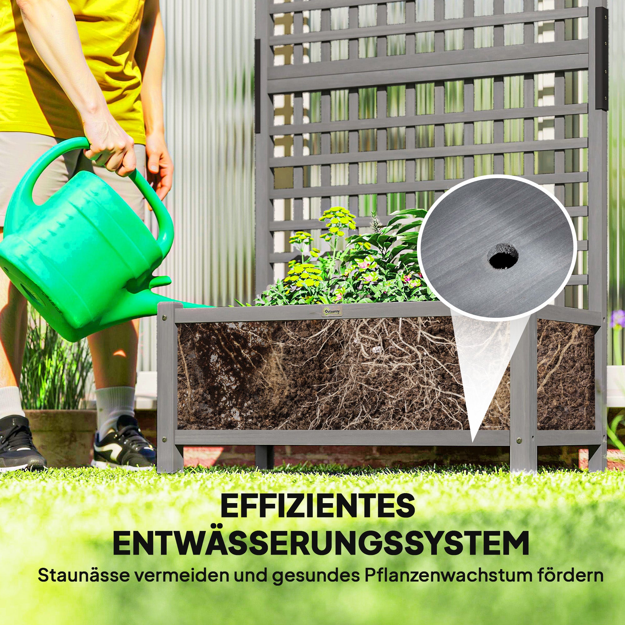 Raised Planter Box with Trellis, Wooden Planter for Climbing Plants, 90 x 45 x 183 cm (35.4" x 17.7" x 72") — Garden, Balcony, Terrace