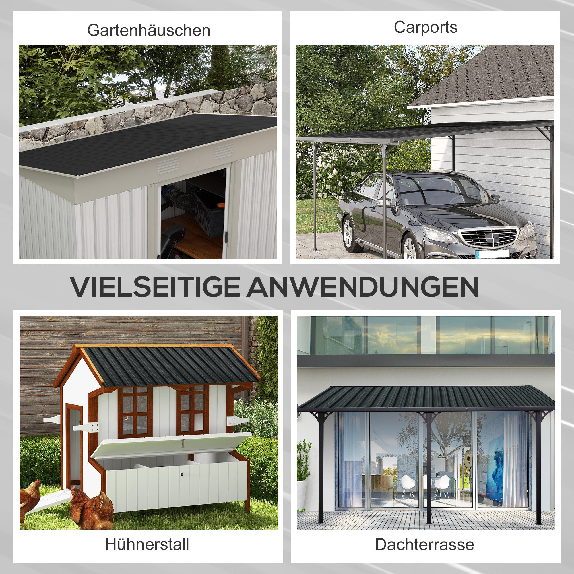 12 Pieces Trapezoidal Sheet 129x45cm 7m² Galvanized Roof Sheet 0.25 mm Weatherproof Profile Sheet Galvanized Steel Roof Panels Steel Sheet Corrugated Panels for Roof Tool Shed Carport Dark Grey