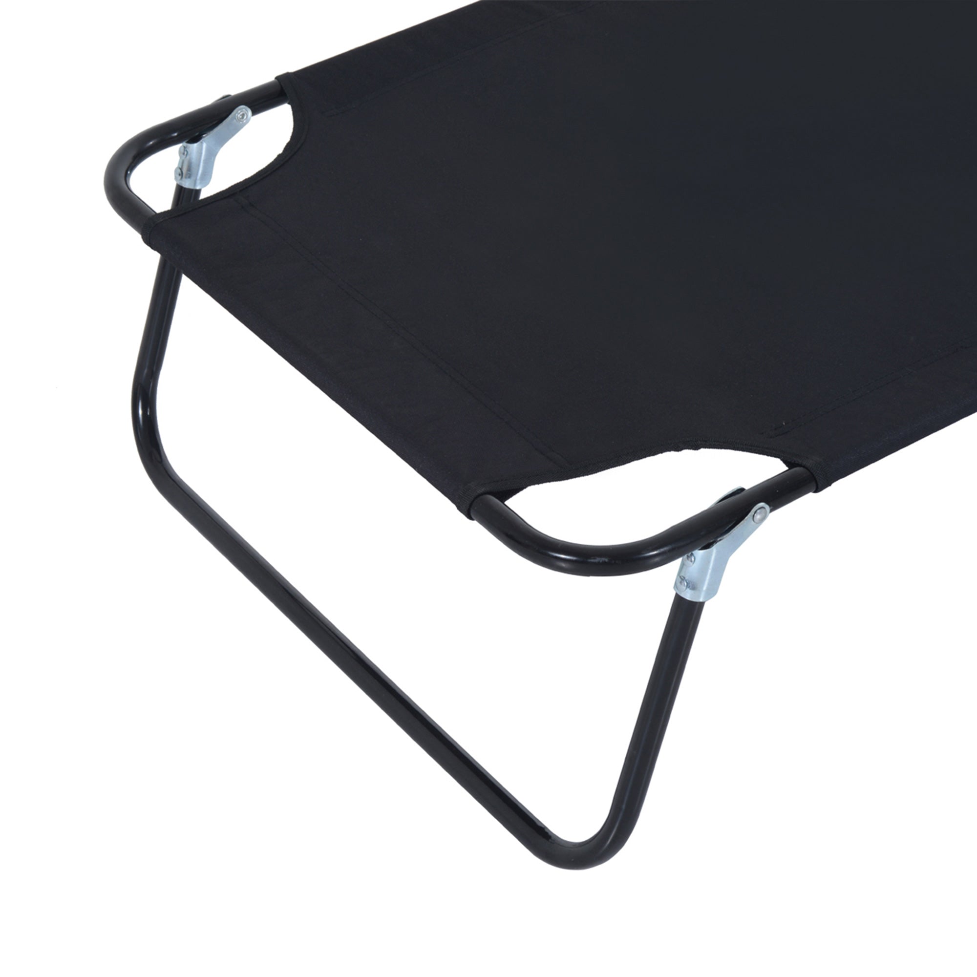 Folding Outdoor Sun Lounger with Face Hole and Cushions, Garden Sun Lounger, Beach & Camping, Black