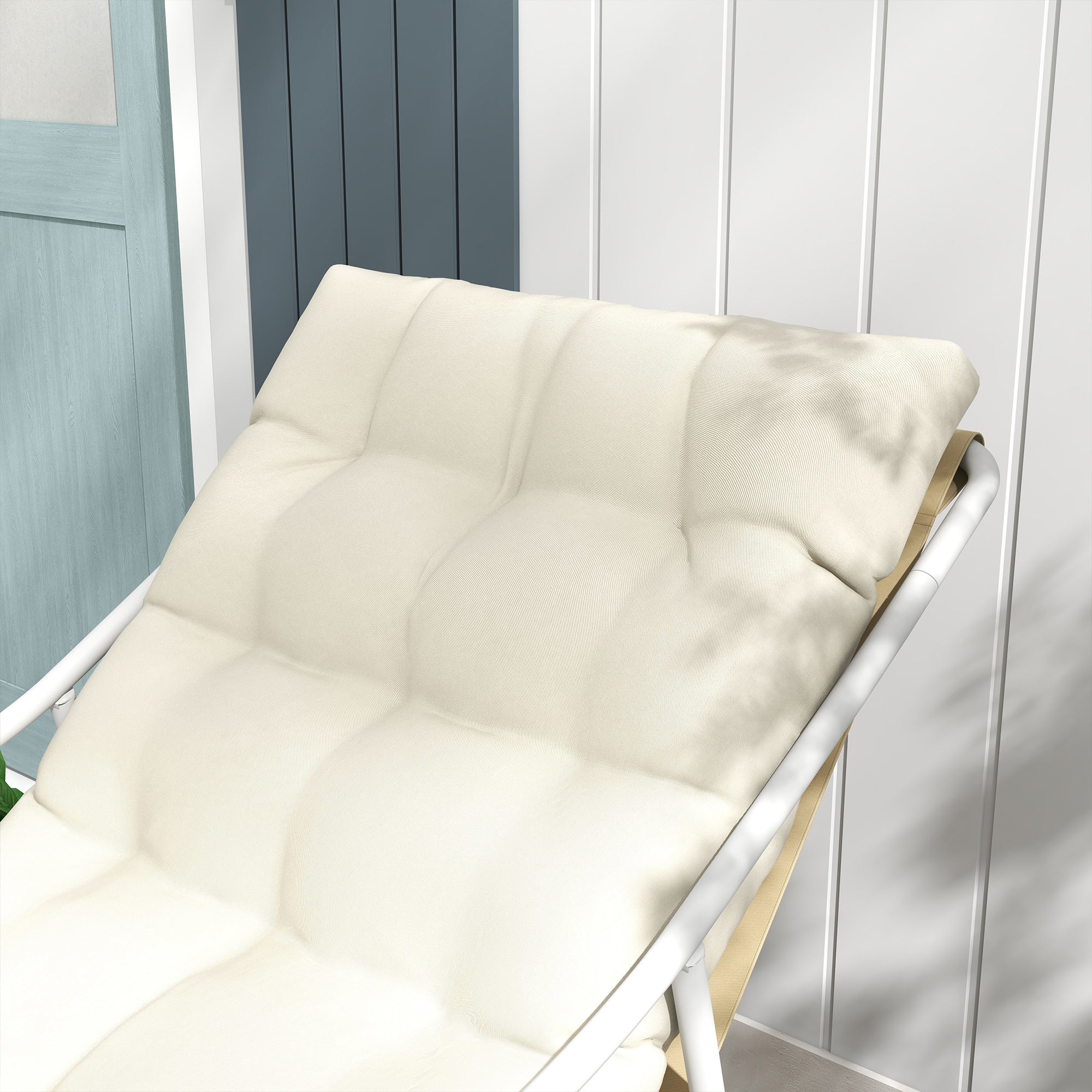 Garden Chair Outdoor Armchair with Cushion Steel Frame for Balcony, Terrace, Garden dim. 62W x 110D x 88H cm Beige