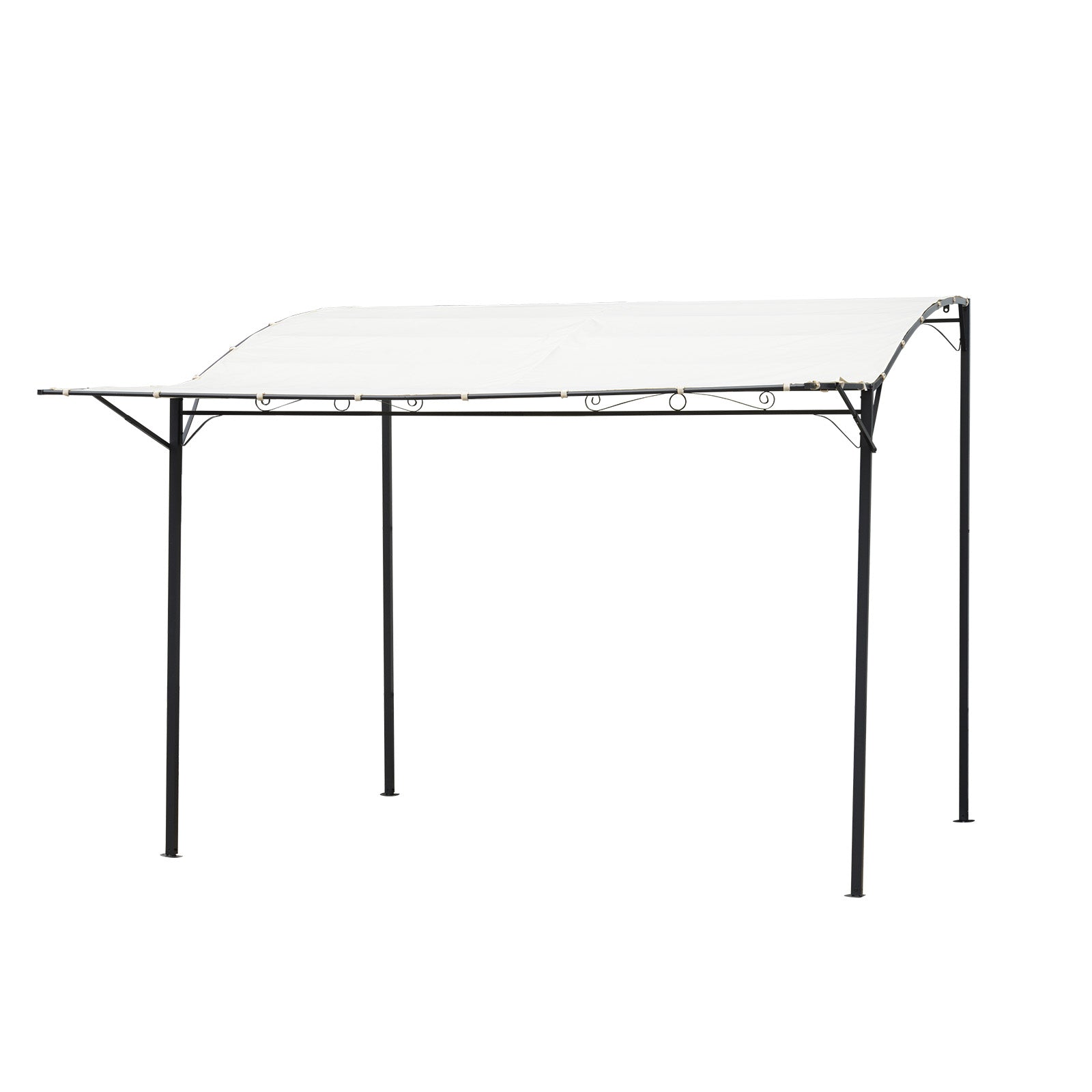 Pavilion Garden Gazebo Awning Sun Awning with Foldable Side Roof UV Protection Steel + Polyester Cream White + Black 3 x 2.5 m