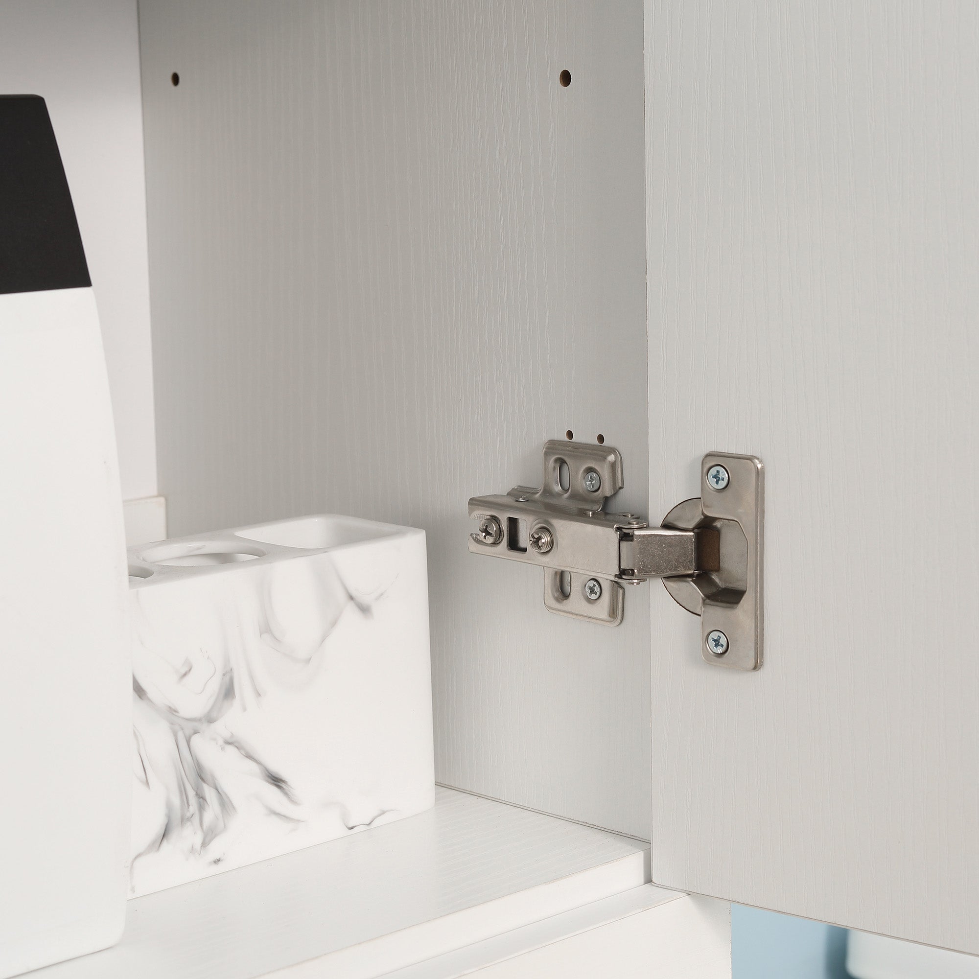 Bathroom Column with 2 Cabinets and Drawer, Tall Bathroom Cabinet, Space-Saving Bathroom Cabinet with 2 Doors, Adjustable Shelves in Wood, 30x28x180 cm, White