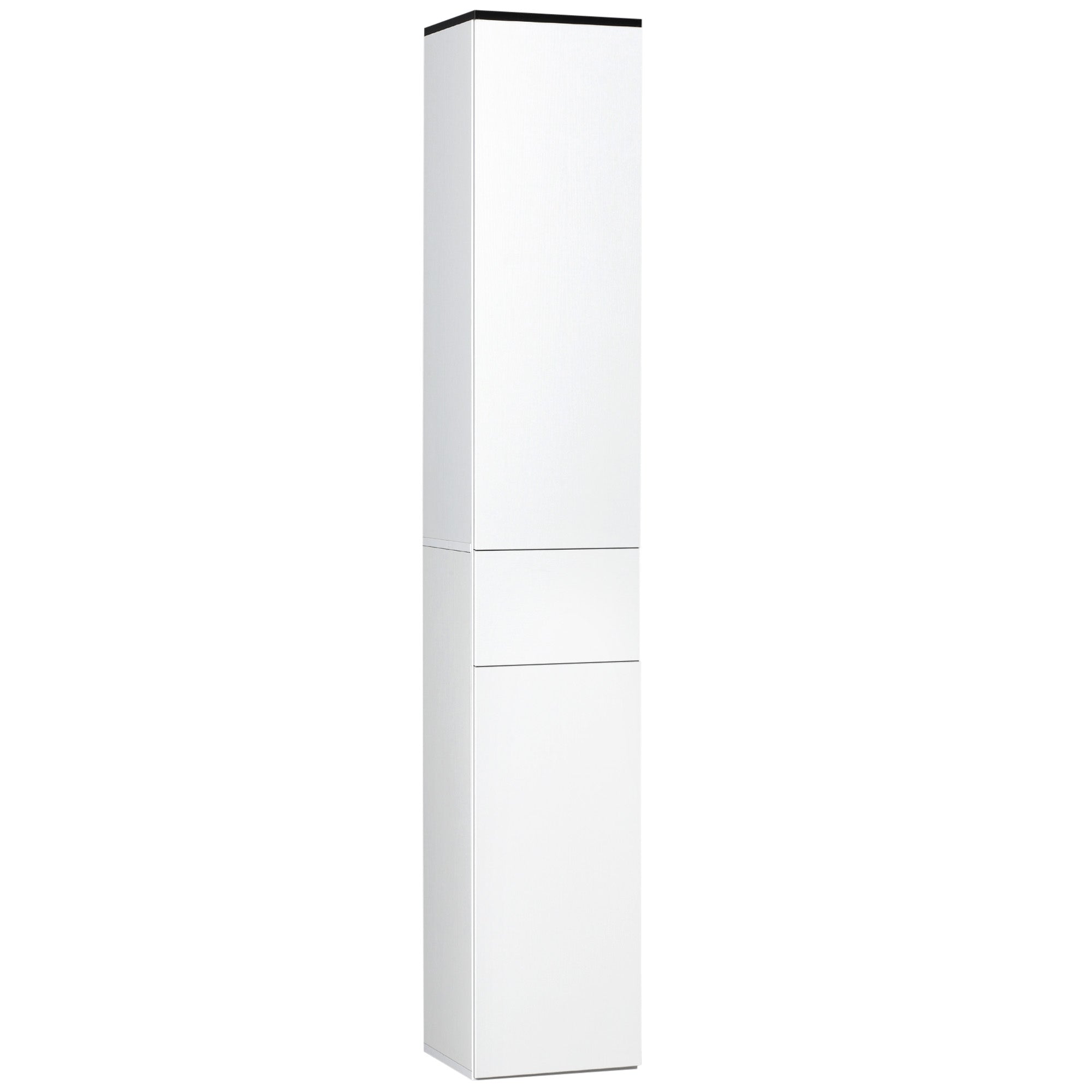 Bathroom Column with 2 Cabinets and Drawer, Tall Bathroom Cabinet, Space-Saving Bathroom Cabinet with 2 Doors, Adjustable Shelves in Wood, 30x28x180 cm, White