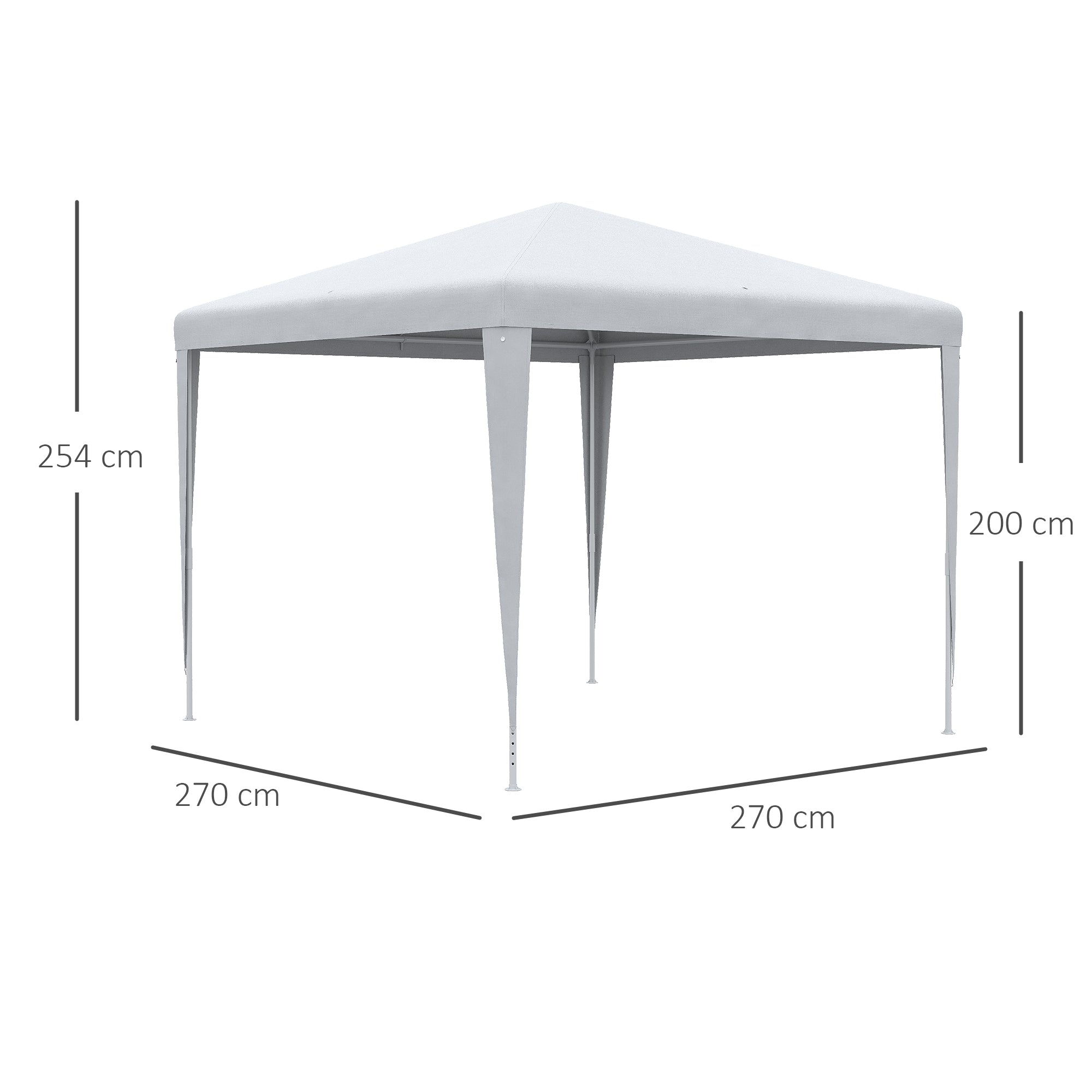 2.7 x 2.7m White Metal Epoxy Garden Gazebo with High Density PE Fabric