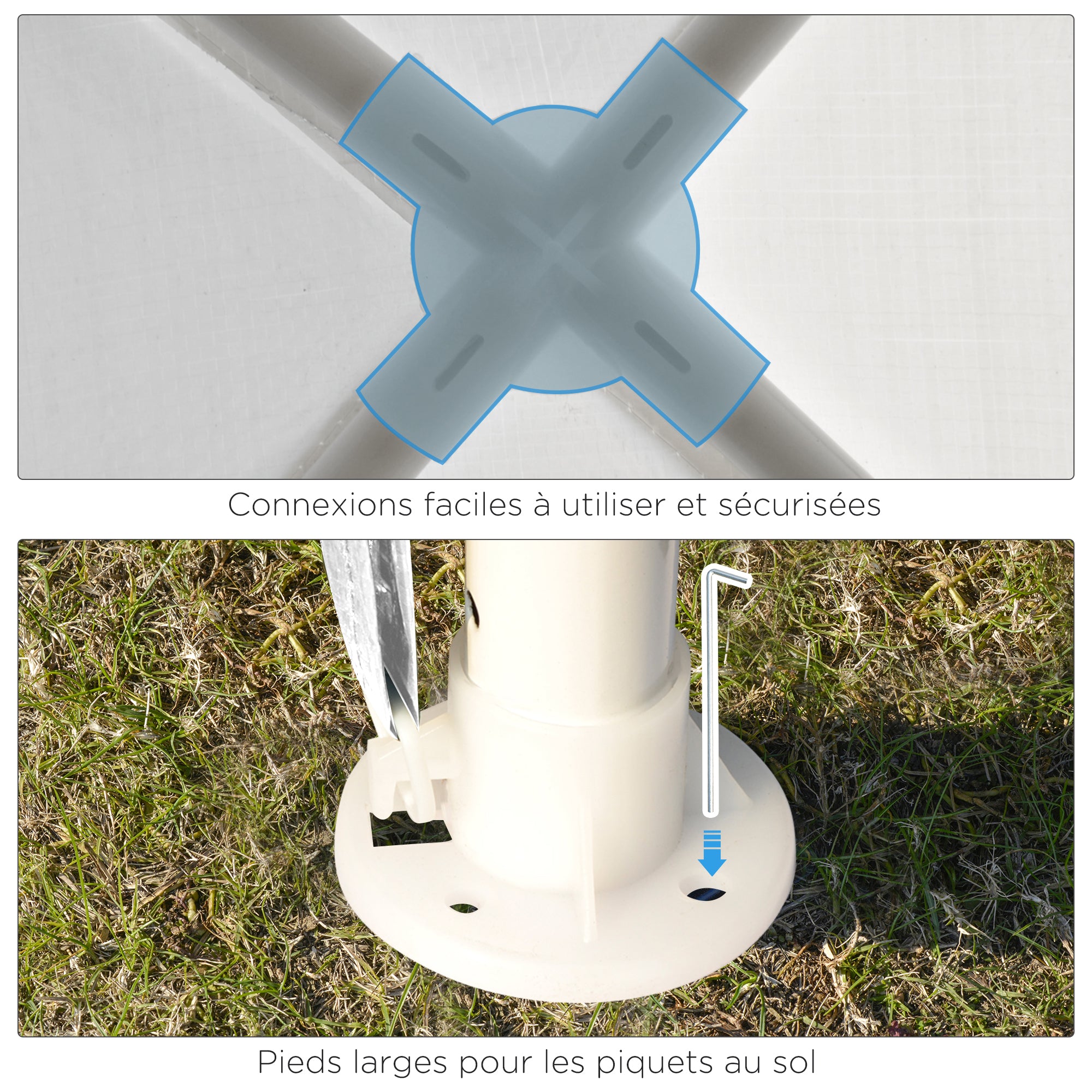 2.7 x 2.7m White Metal Epoxy Garden Gazebo with High Density PE Fabric