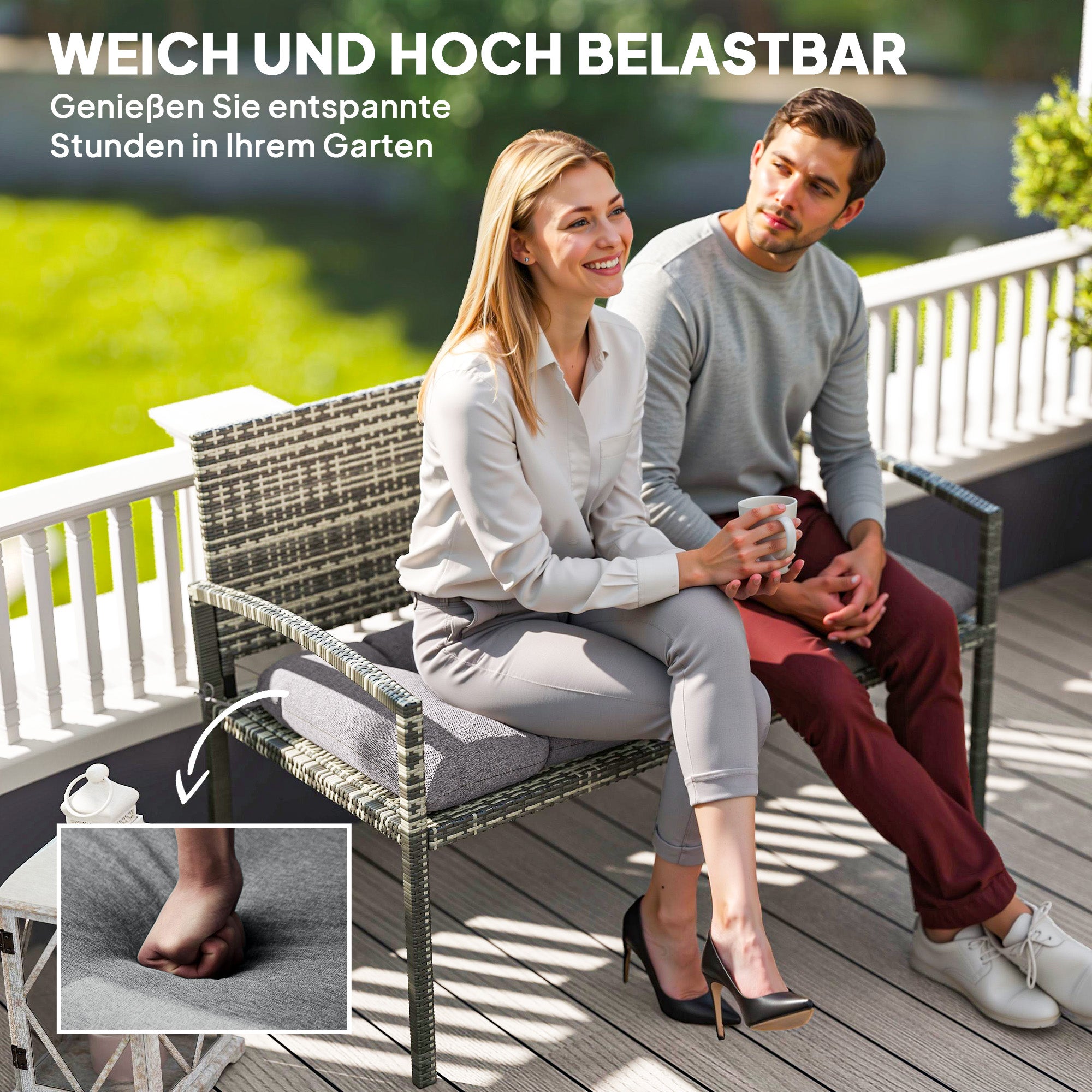 Bench Cushion 105 x 46 x 12.5 cm Seat Cushion with Straps, Outdoor Chair Cushion, Water-Resistant Seat Cushion UPF50+, Seat Pad, Seat Pillow, Bench Pad for Garden Furniture, Bench, Gray