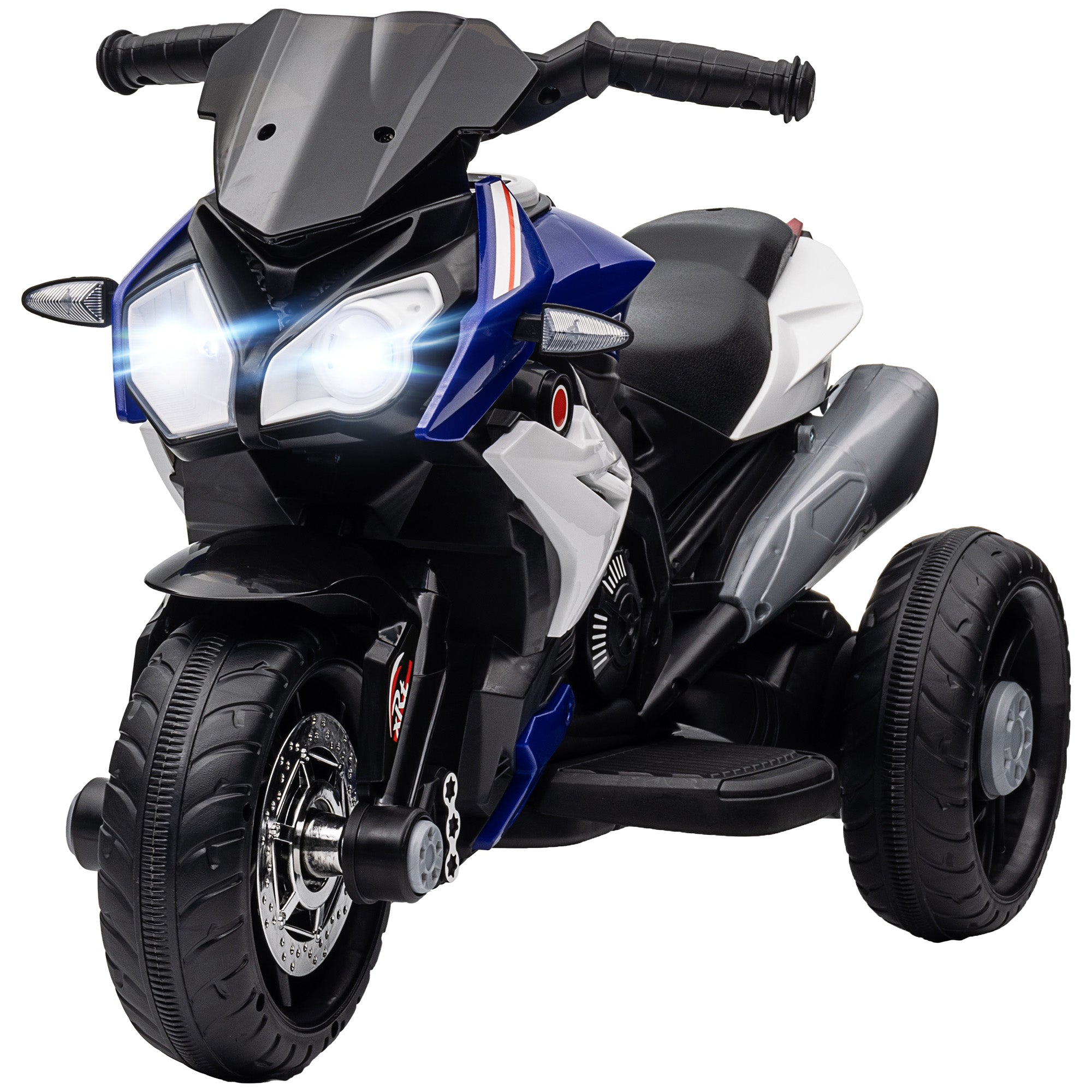 Children's Electric Motorcycle with 3 Wheels Trimotor for Kids 3+ Years with 6V Rechargeable Battery Music Horn Headlights 86x42x52 cm Black and Blue