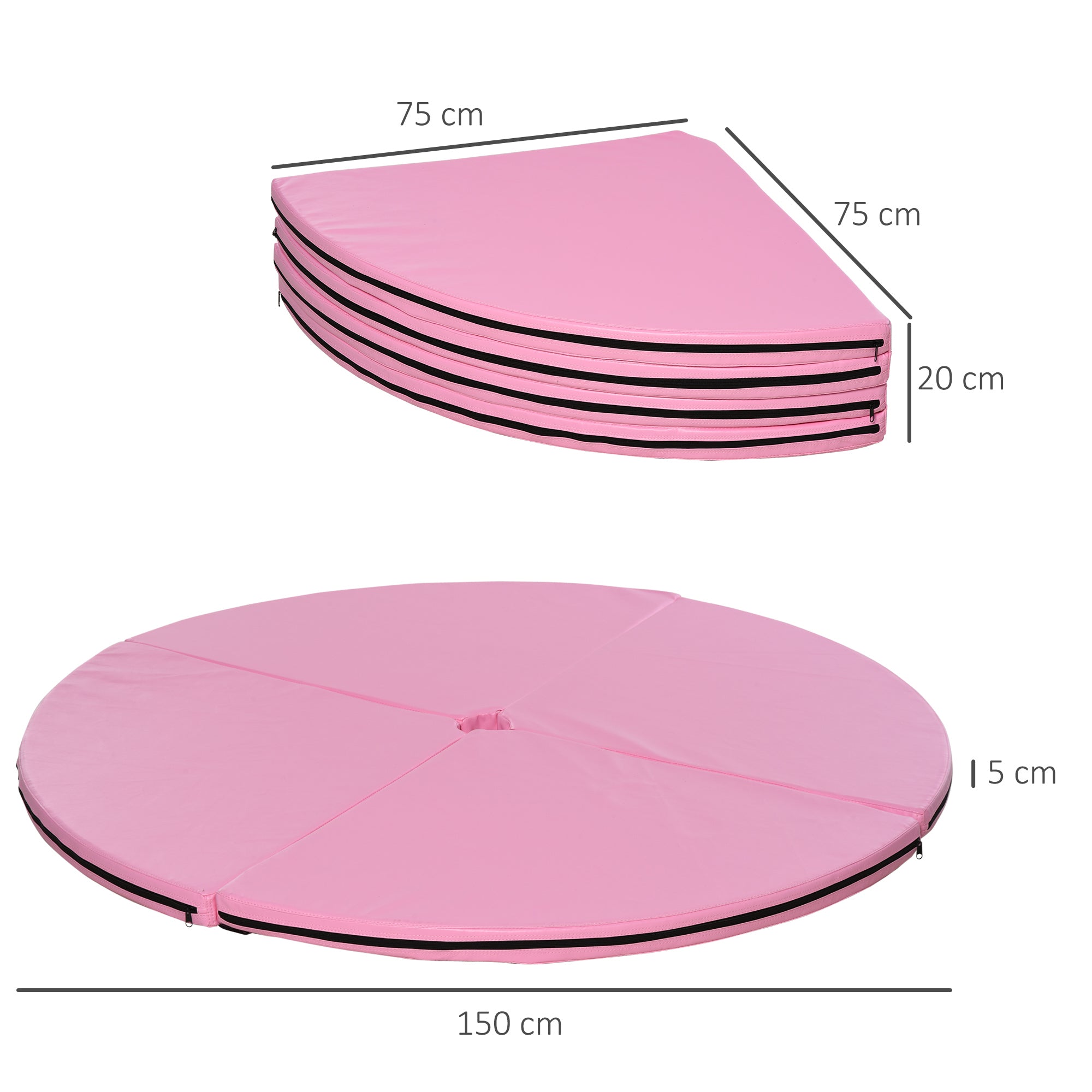 Foldable Pole Dance Mat - Pole Dance Mat - Ø 150 cm Thickness 5 cm - Pink plastic covering