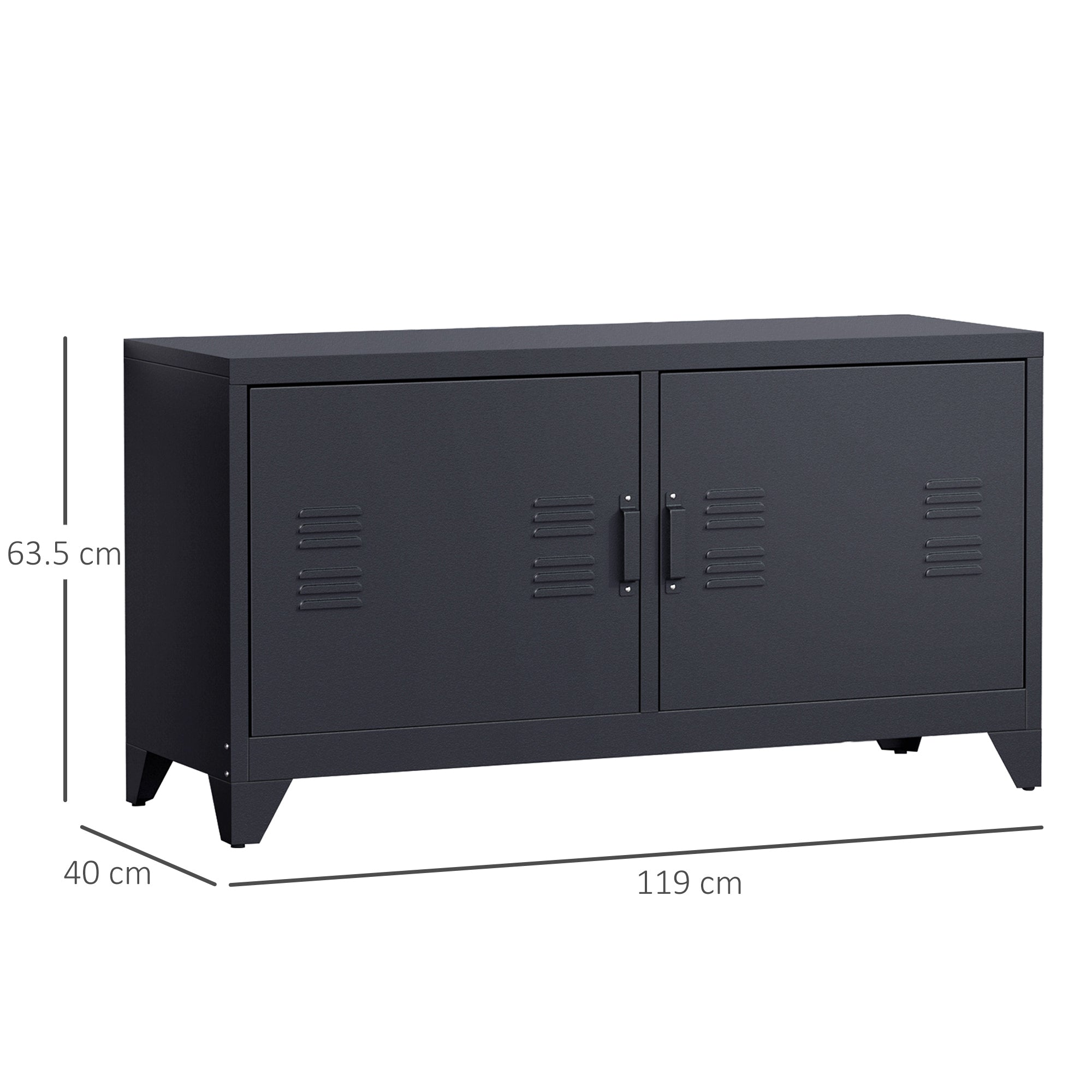 TV Stand, TV Cabinet, Cold-Rolled Steel Structure, 2 Cabinets with 2 Adjustable Shelves, Industrial Design, Television Furniture, Cable Management, 119 x 40 x 63.5 cm, Black