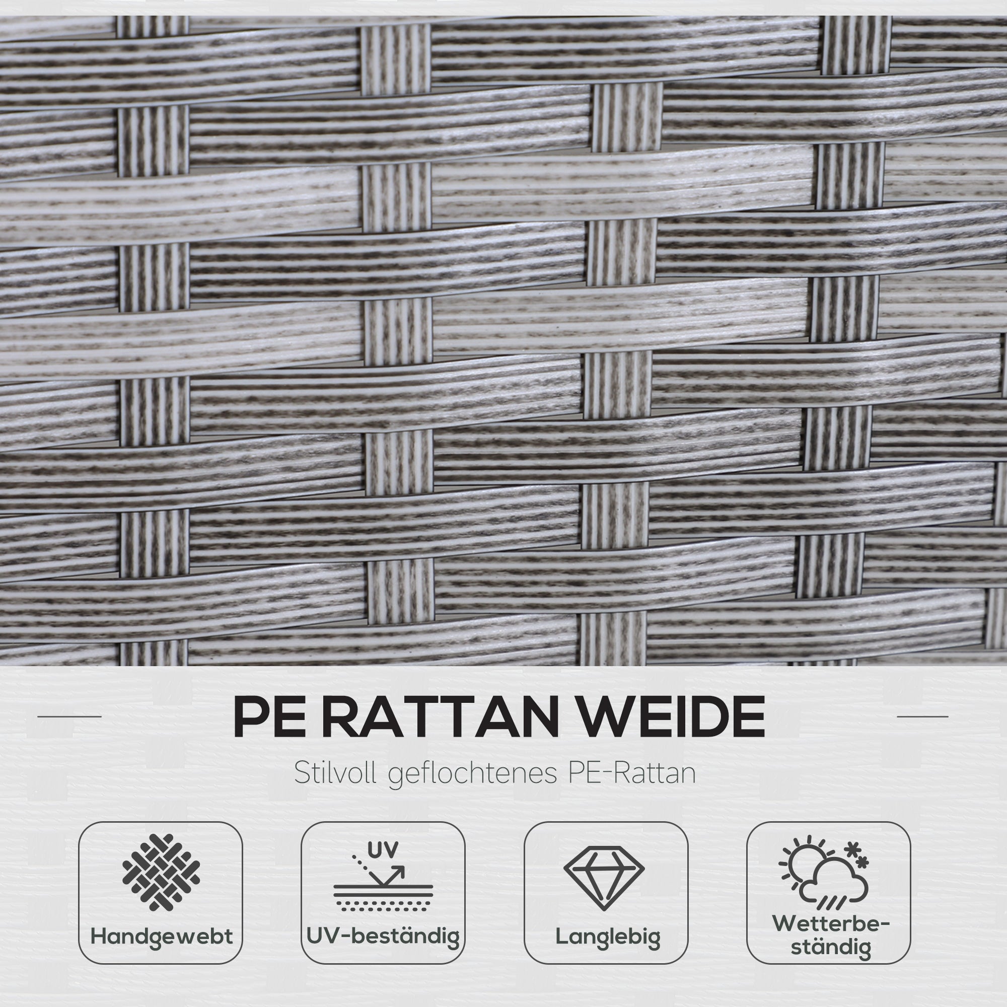 5-pc Garden Furniture Set, Rattan Seating Group with Footstool, Metal, Gray, 134 x 60 x 75 cm