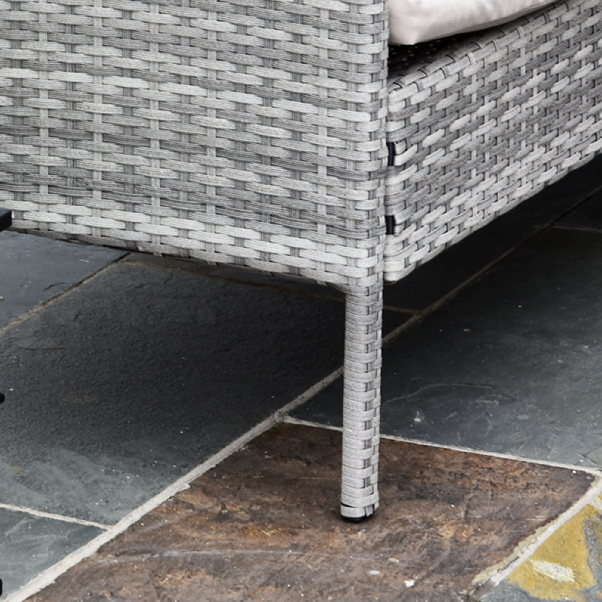 5-pc Garden Furniture Set, Rattan Seating Group with Footstool, Metal, Gray, 134 x 60 x 75 cm