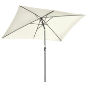 Outdoor Terrace Umbrella 76.77" x 116.14" Garden Parasol with Adjustable Angle Aluminum Pole and Anti-UV Umbrella for Garden Patio Cream