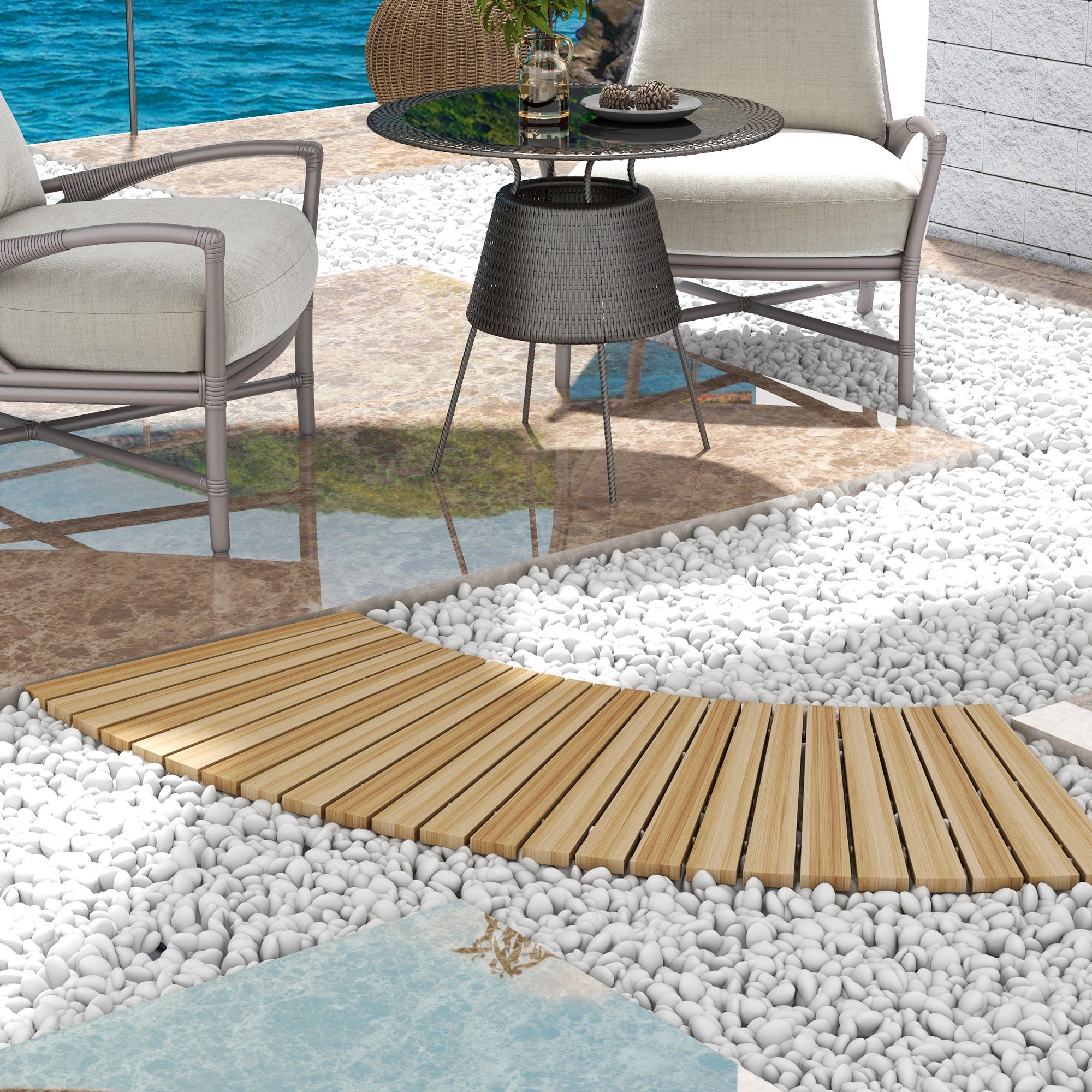 120 cm Garden Path, Rollway Garden Tread Decorative Wooden Tread Made of Pine Wood, for Garden, Balcony, Nature