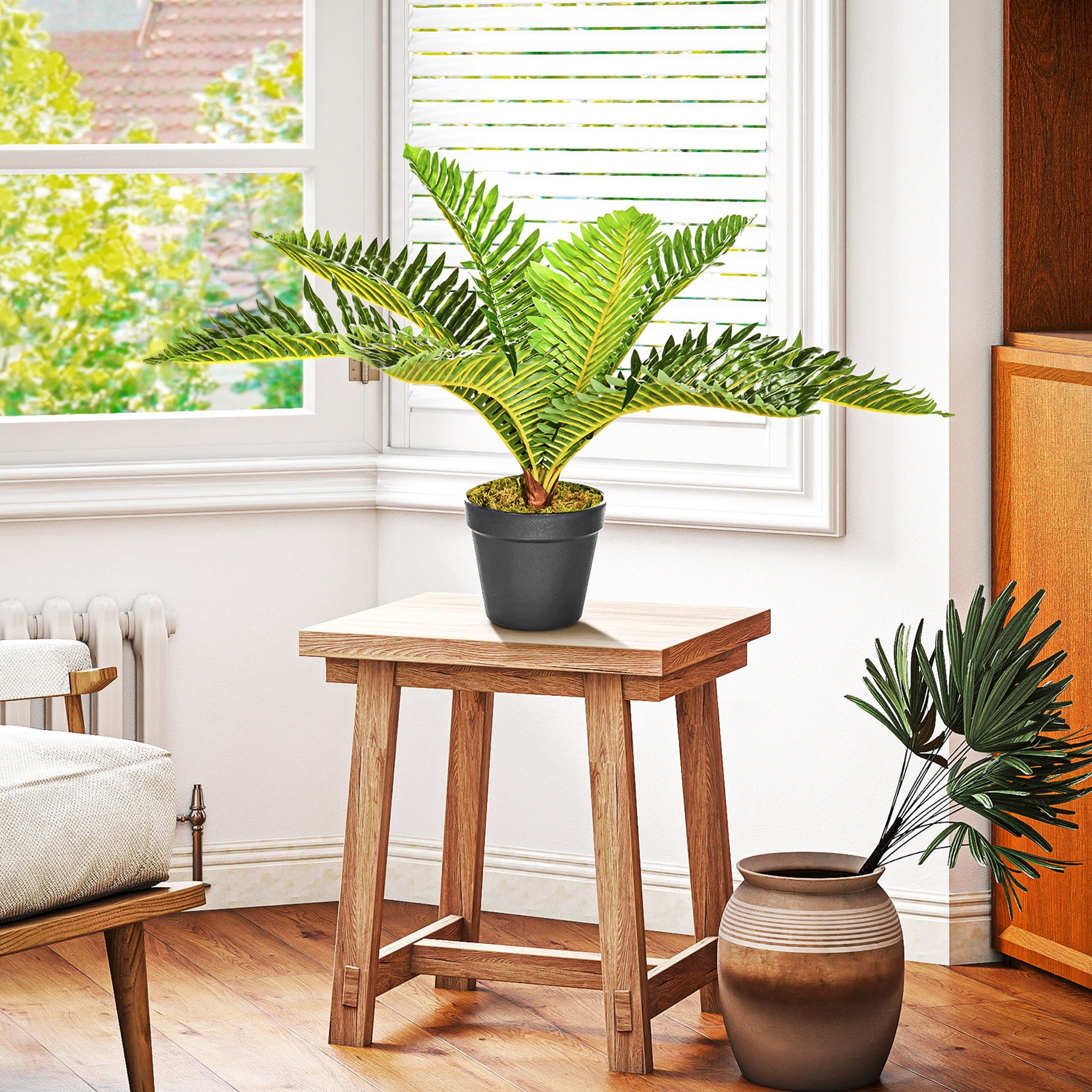 Artificial Plant, Fake Plant, Artificial Palm Tree with Pot, Indoor Plant for Living Room, Bedroom, 50 cm, Green