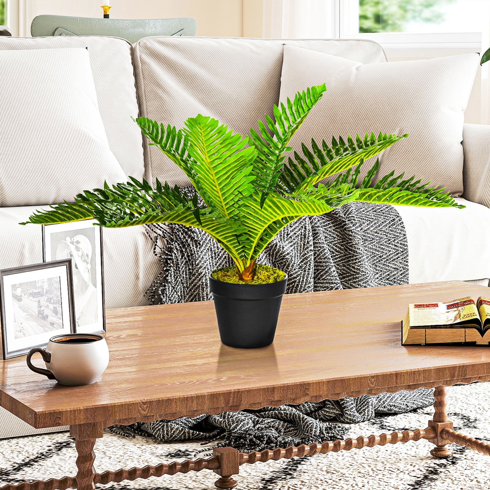 Artificial Plant, Fake Plant, Artificial Palm Tree with Pot, Indoor Plant for Living Room, Bedroom, 50 cm, Green