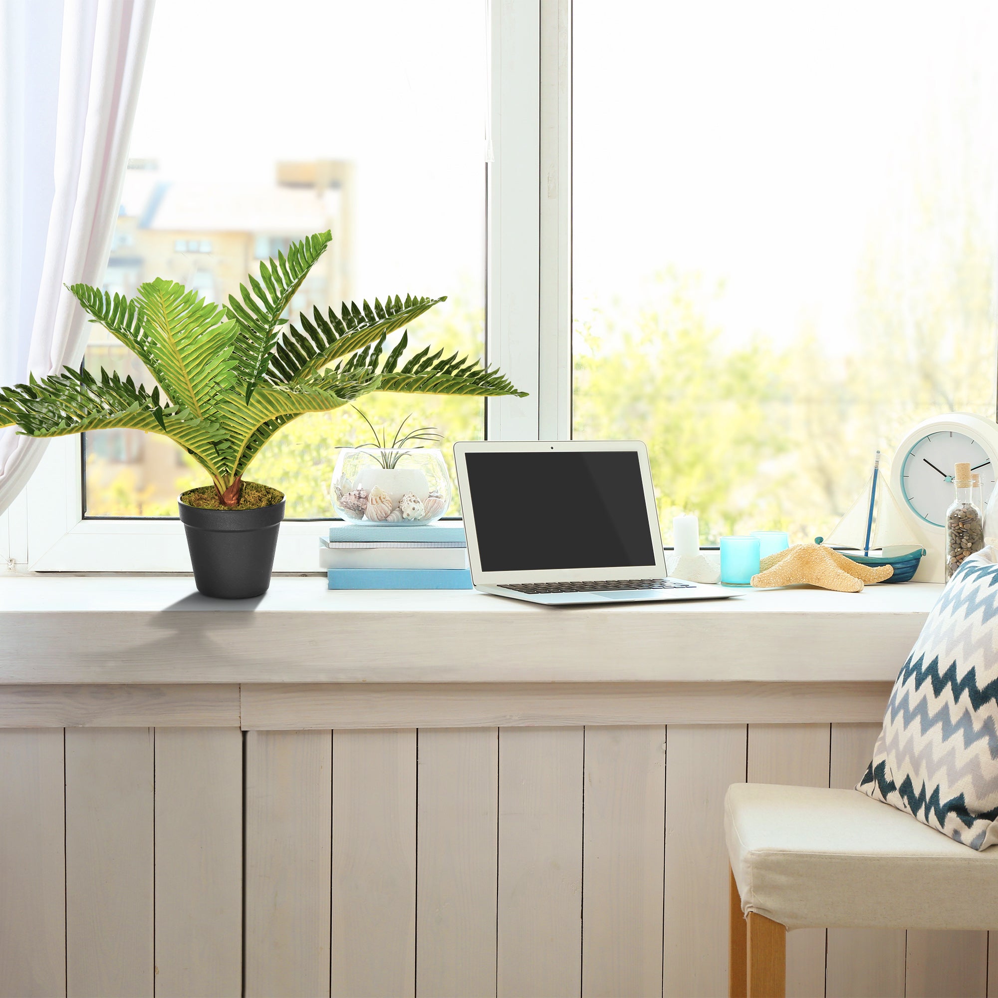 Artificial Plant, Fake Plant, Artificial Palm Tree with Pot, Indoor Plant for Living Room, Bedroom, 50 cm, Green