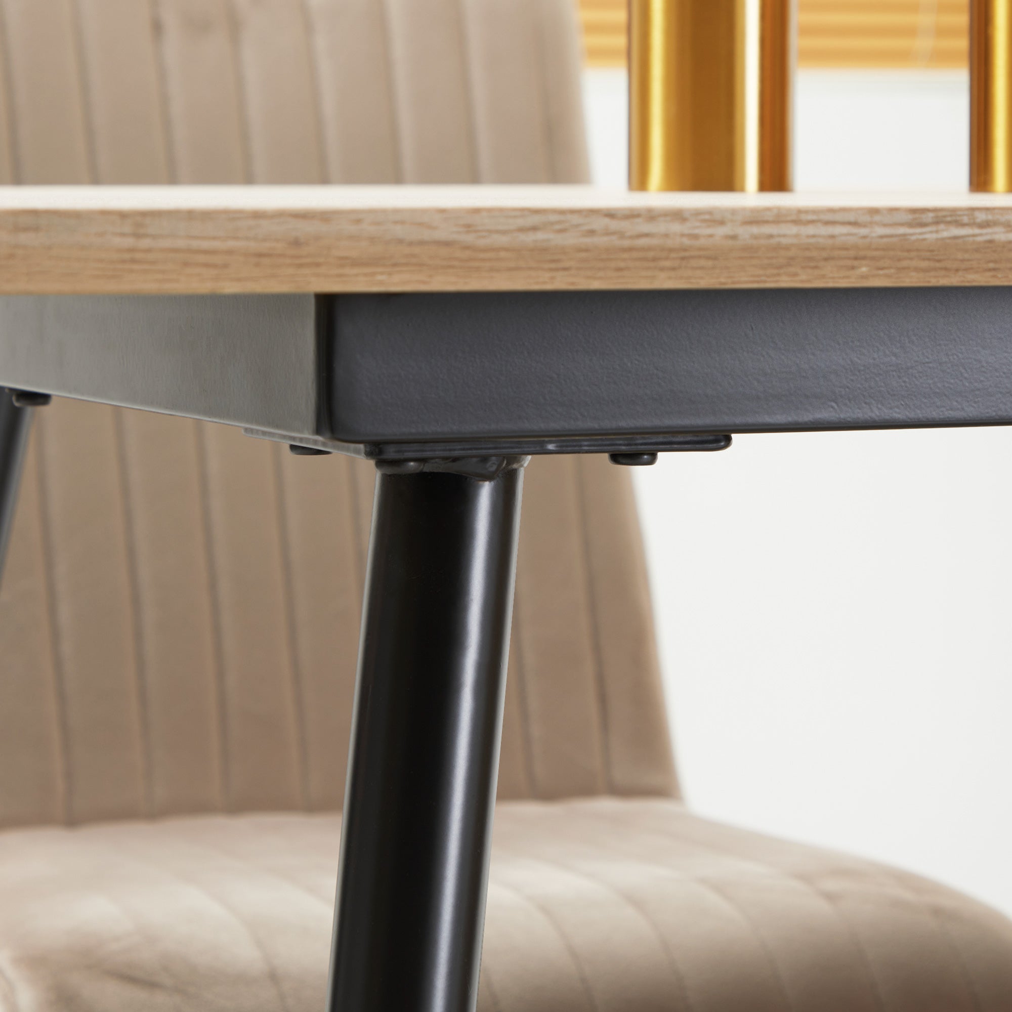 Dining Table Kitchen Table for 4 Persons, Dining Table, Living Room Table with Wood Look, Steel Legs, 140 x 80 x 76 cm, Natural