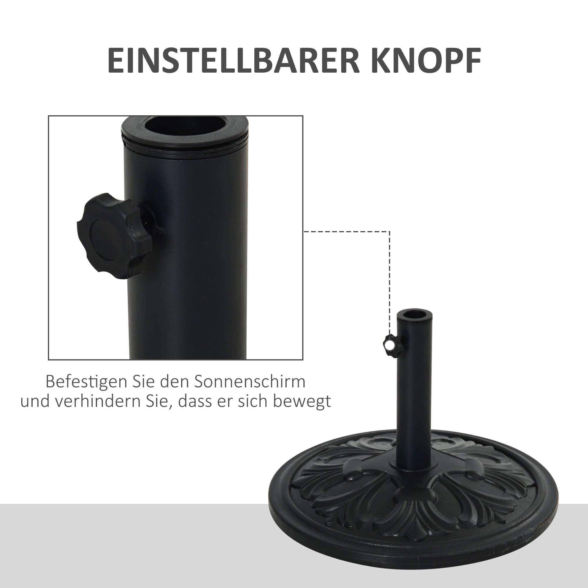 Umbrella Stand 13 kg Umbrella Holder Umbrella Poles with 35 mm/38 mm/48 mm Diameter Umbrella Bracket for Garden, Balcony, Antique Black