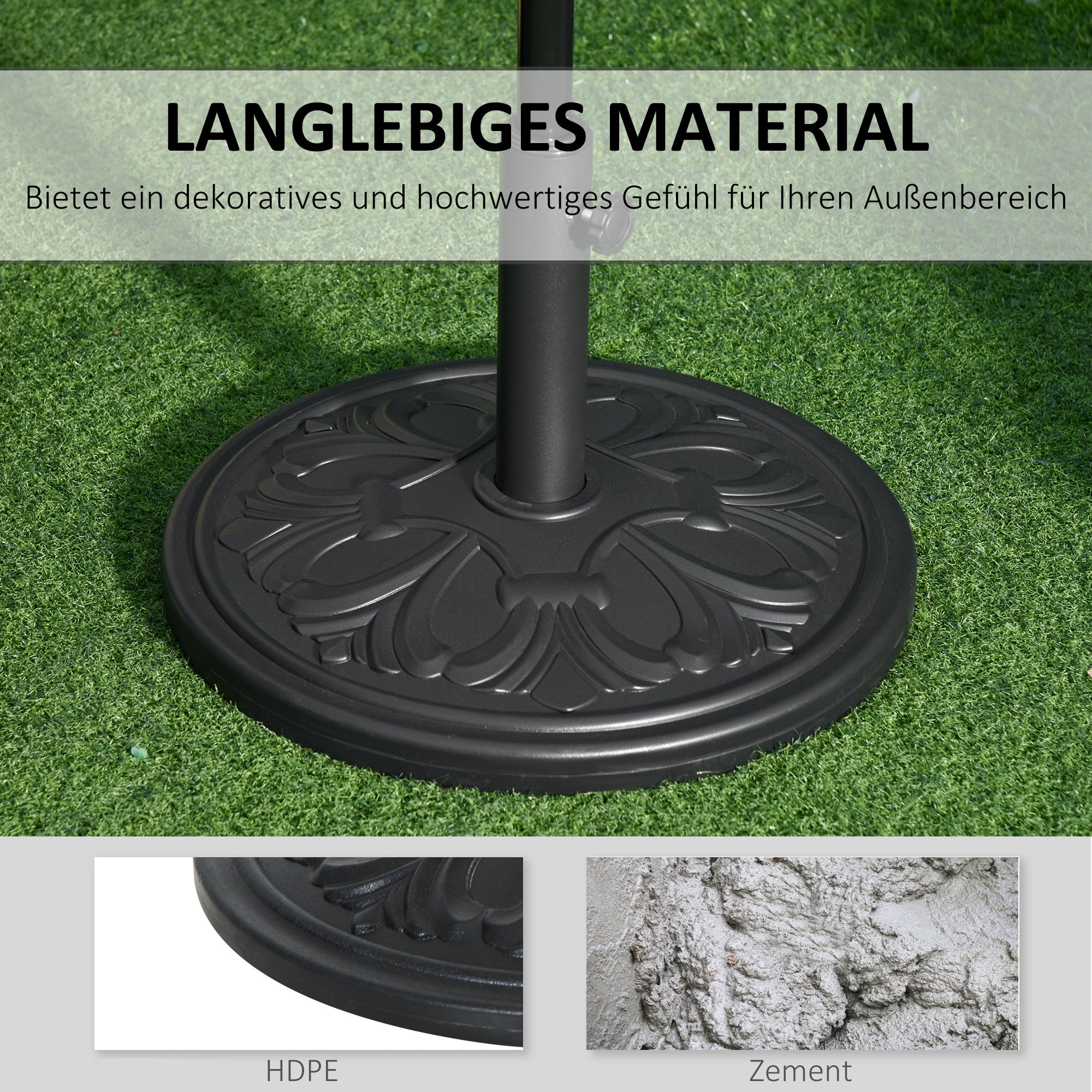 Umbrella Stand 13 kg Umbrella Holder Umbrella Poles with 35 mm/38 mm/48 mm Diameter Umbrella Bracket for Garden, Balcony, Antique Black
