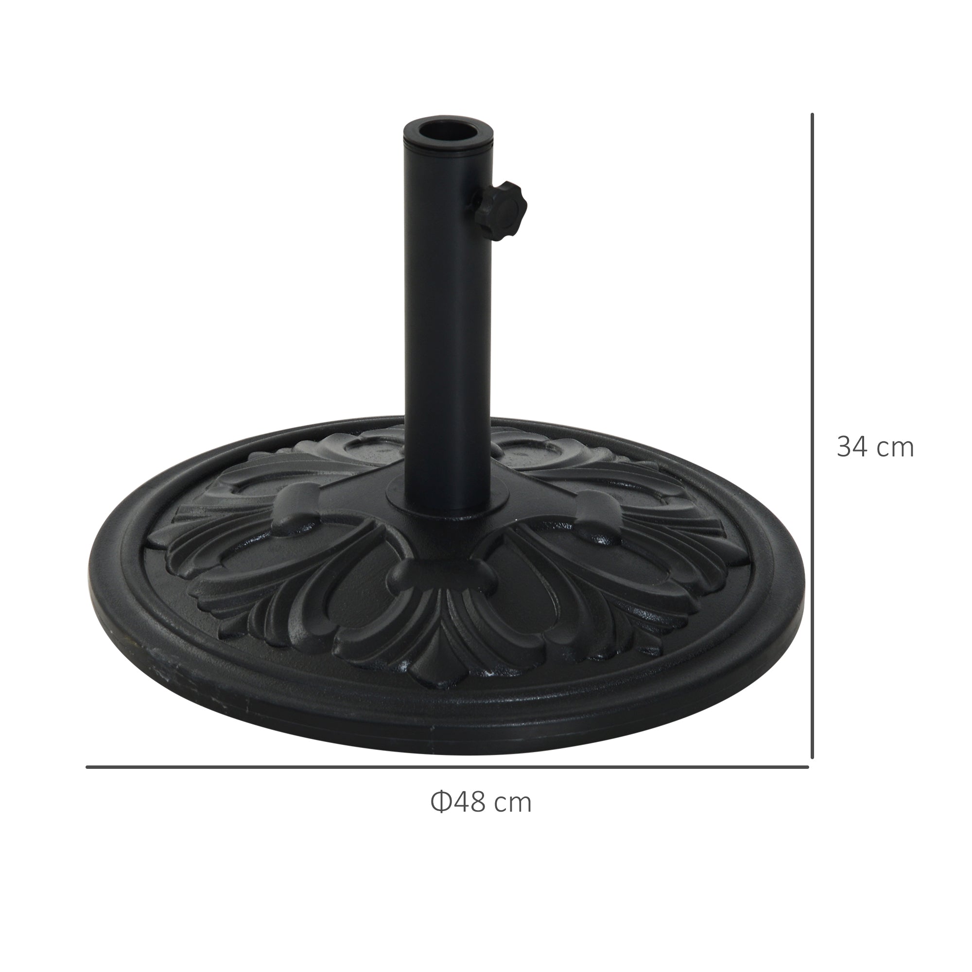 Umbrella Stand 13 kg Umbrella Holder Umbrella Poles with 35 mm/38 mm/48 mm Diameter Umbrella Bracket for Garden, Balcony, Antique Black
