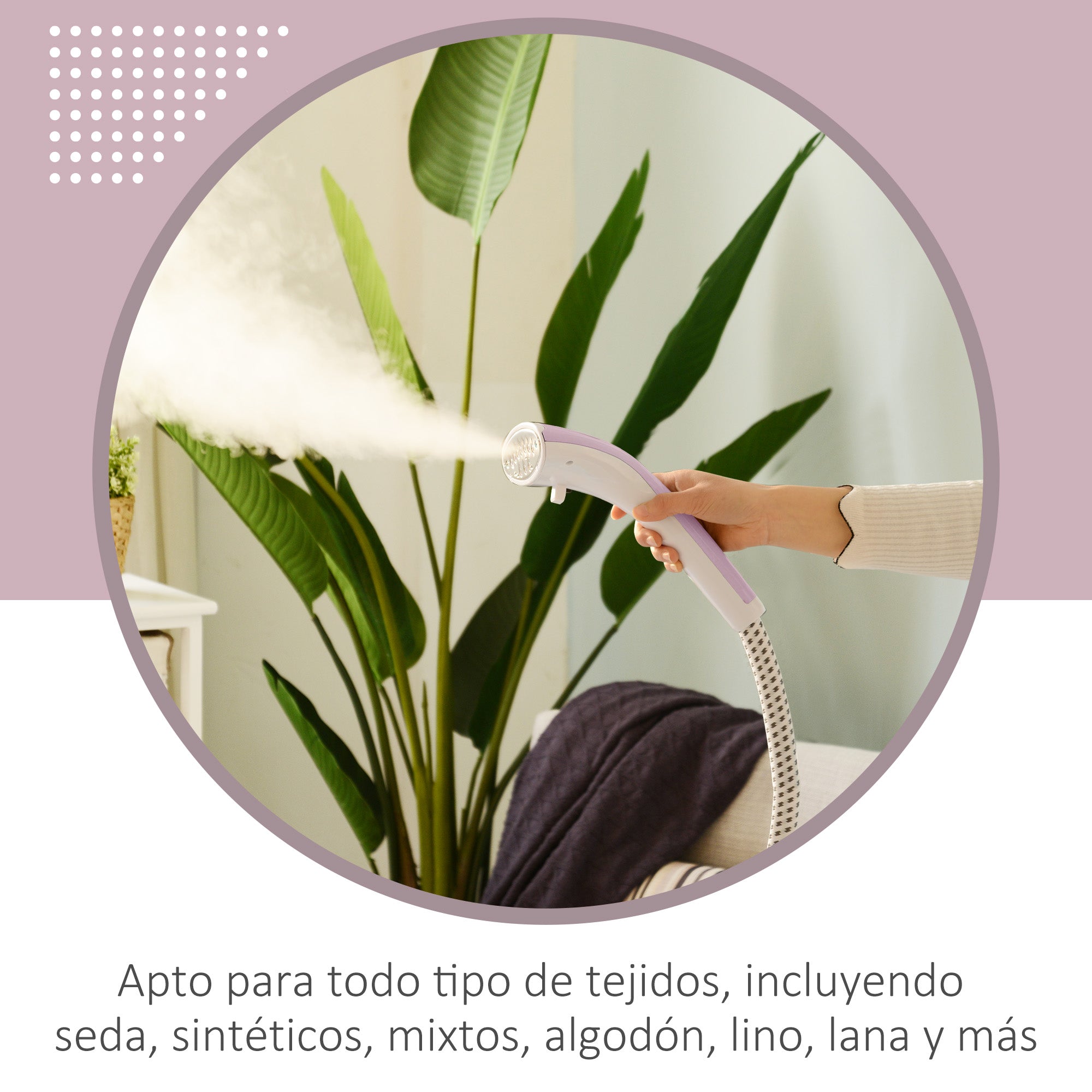 1.4L Tank Steam Iron with Adjustable Temperature at 11 Levels Vertical Ironing Center 1800W 26x21.5x146 cm Pink