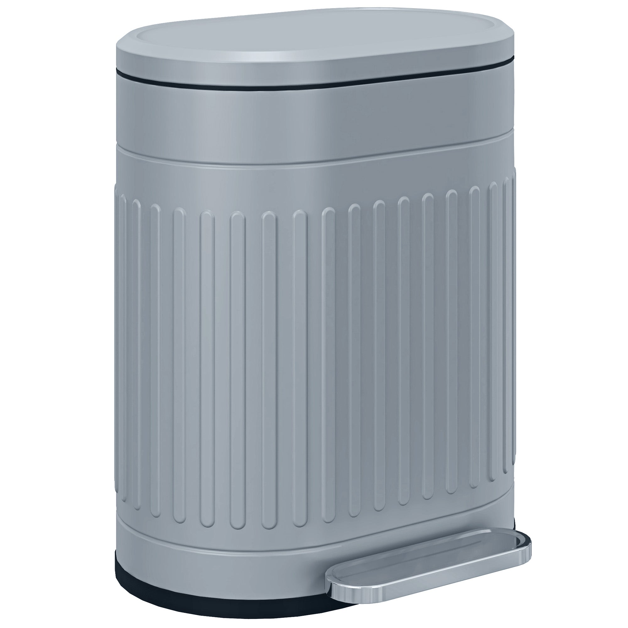 20L Step Trash Can with Lid and Foot Pedal, Removable Inner Bucket, Soft-Close, Gray (36.5 × 31.2 × 45 cm / 14.4 × 12.3 × 17.7 in)