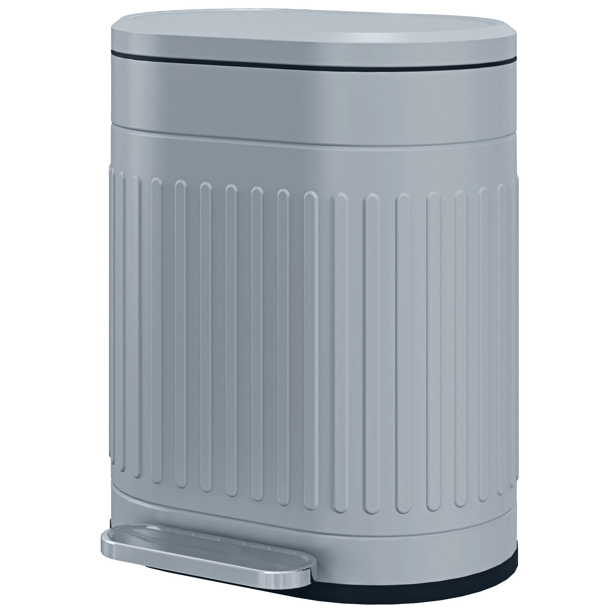 20L Step Trash Can with Lid and Foot Pedal, Removable Inner Bucket, Soft-Close, Gray (36.5 × 31.2 × 45 cm / 14.4 × 12.3 × 17.7 in)