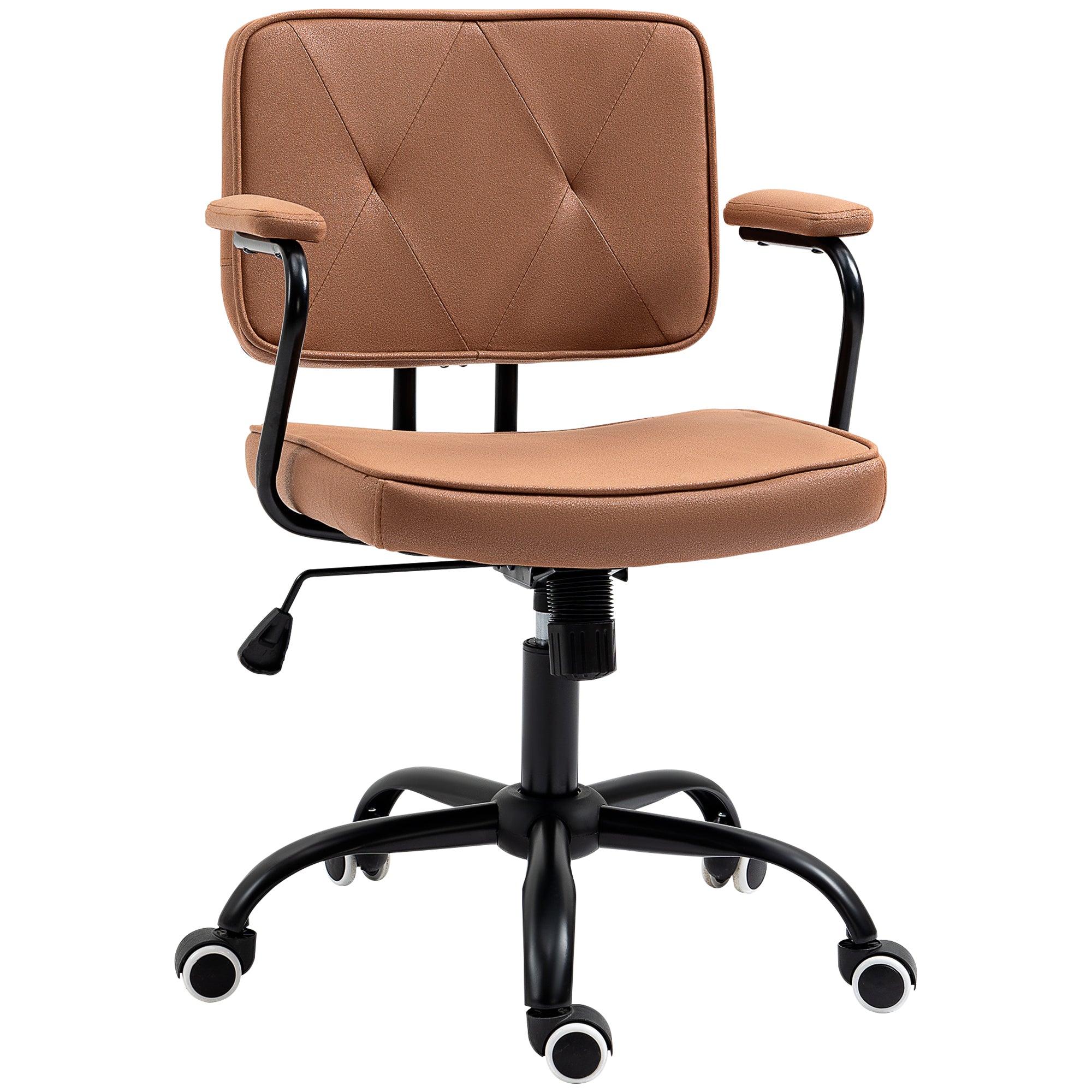 Office Chair with Casters Swivel Desk Chair for Office Height Adjustable with Rocking Function 360-Degree Rotation Tiltable Foam Brown 61 x 58 x 82-91 cm
