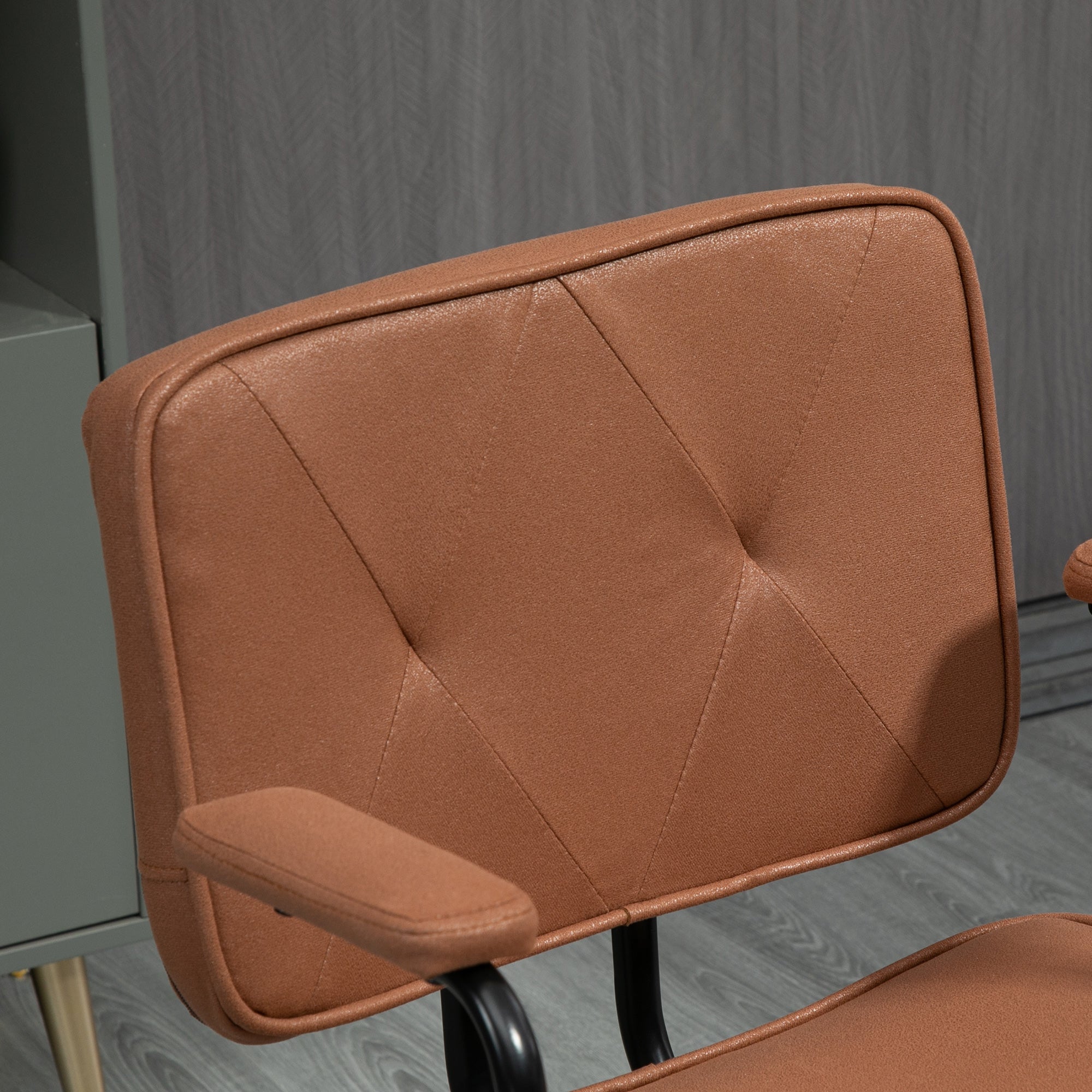 Office Chair with Casters Swivel Desk Chair for Office Height Adjustable with Rocking Function 360-Degree Rotation Tiltable Foam Brown 61 x 58 x 82-91 cm