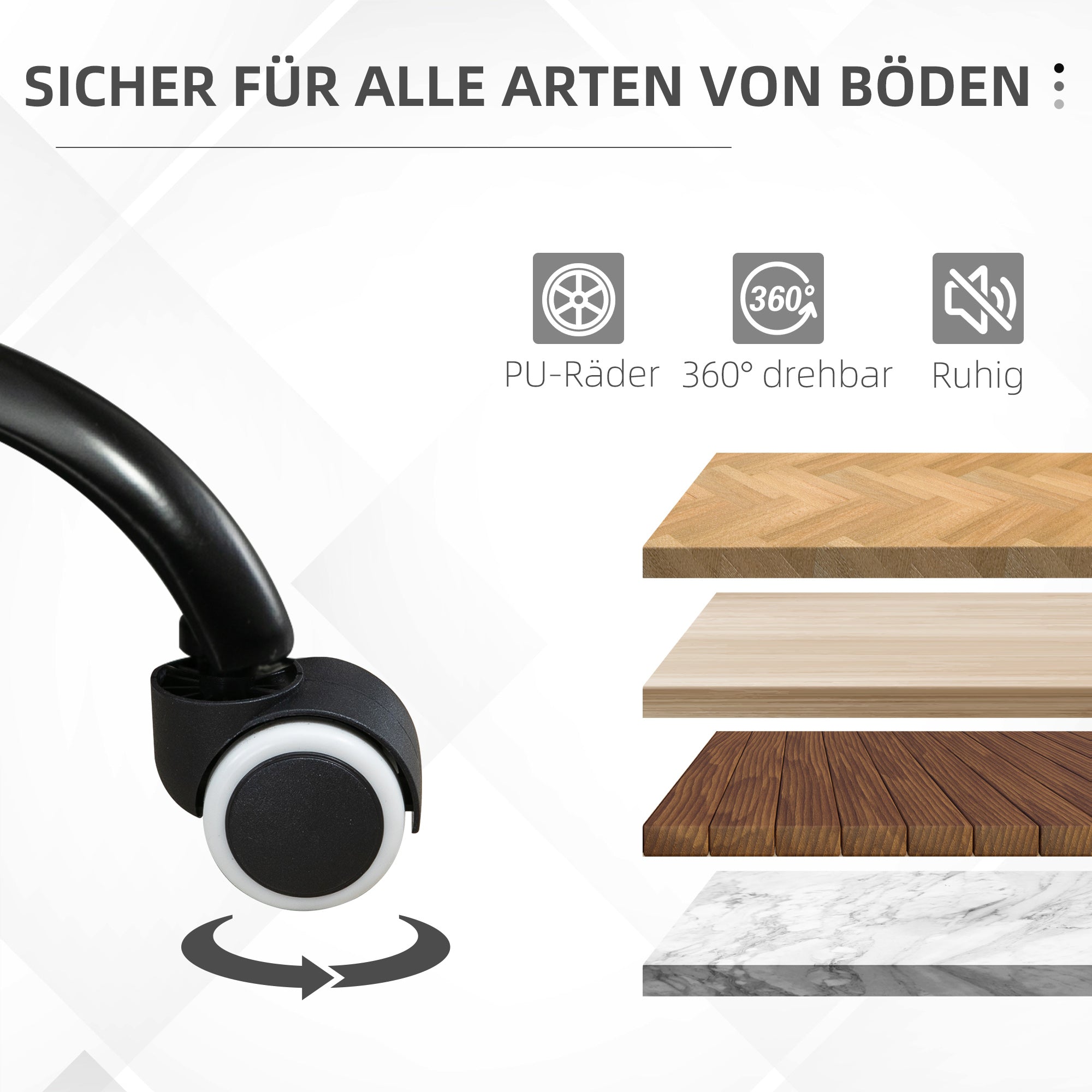 Office Chair with Casters Swivel Desk Chair for Office Height Adjustable with Rocking Function 360-Degree Rotation Tiltable Foam Brown 61 x 58 x 82-91 cm