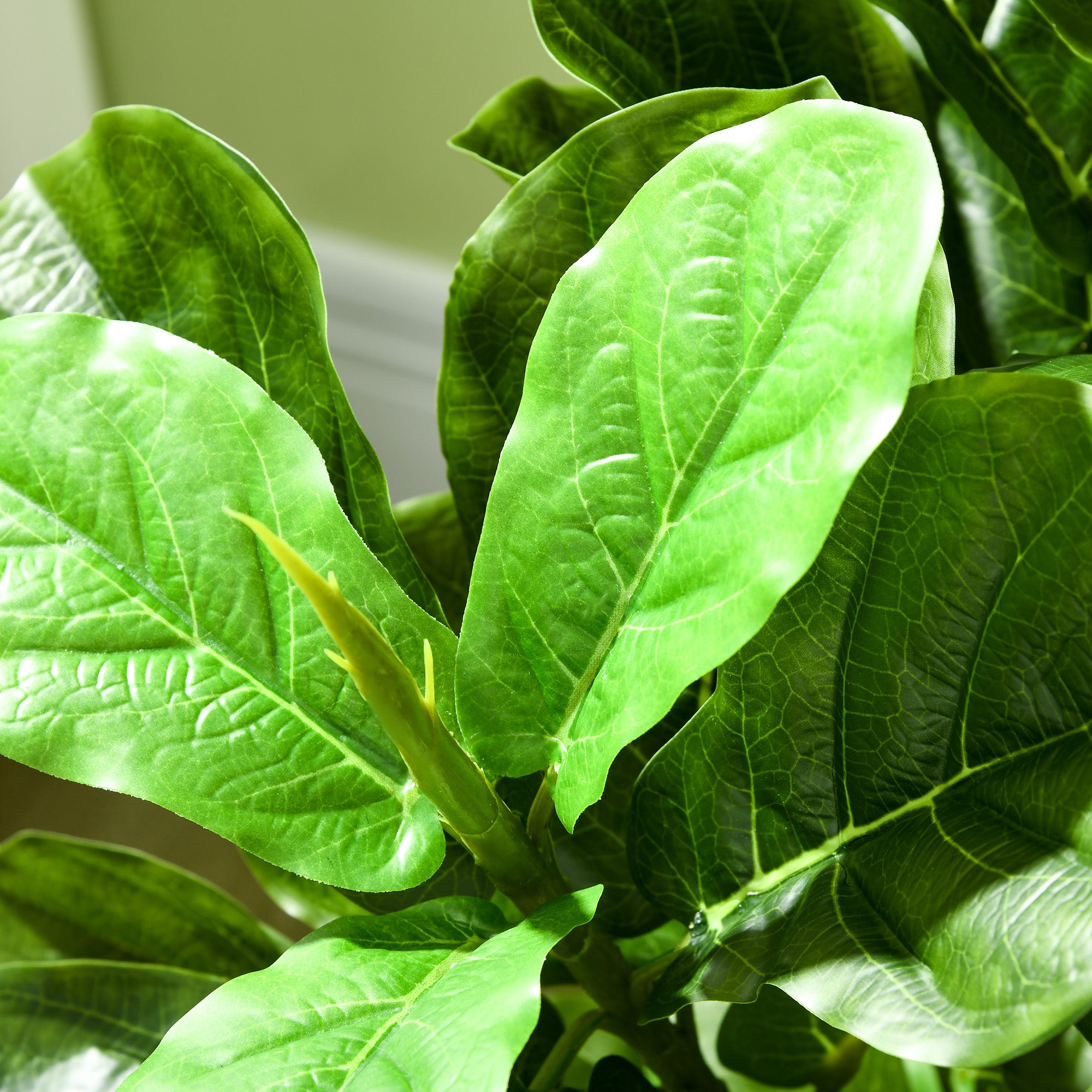 Set of 2 Artificial Plants Fiddle Leaf Fig Ficus Lyrata 180cm Tall with Pot, Large Artificial Tree for Decoration