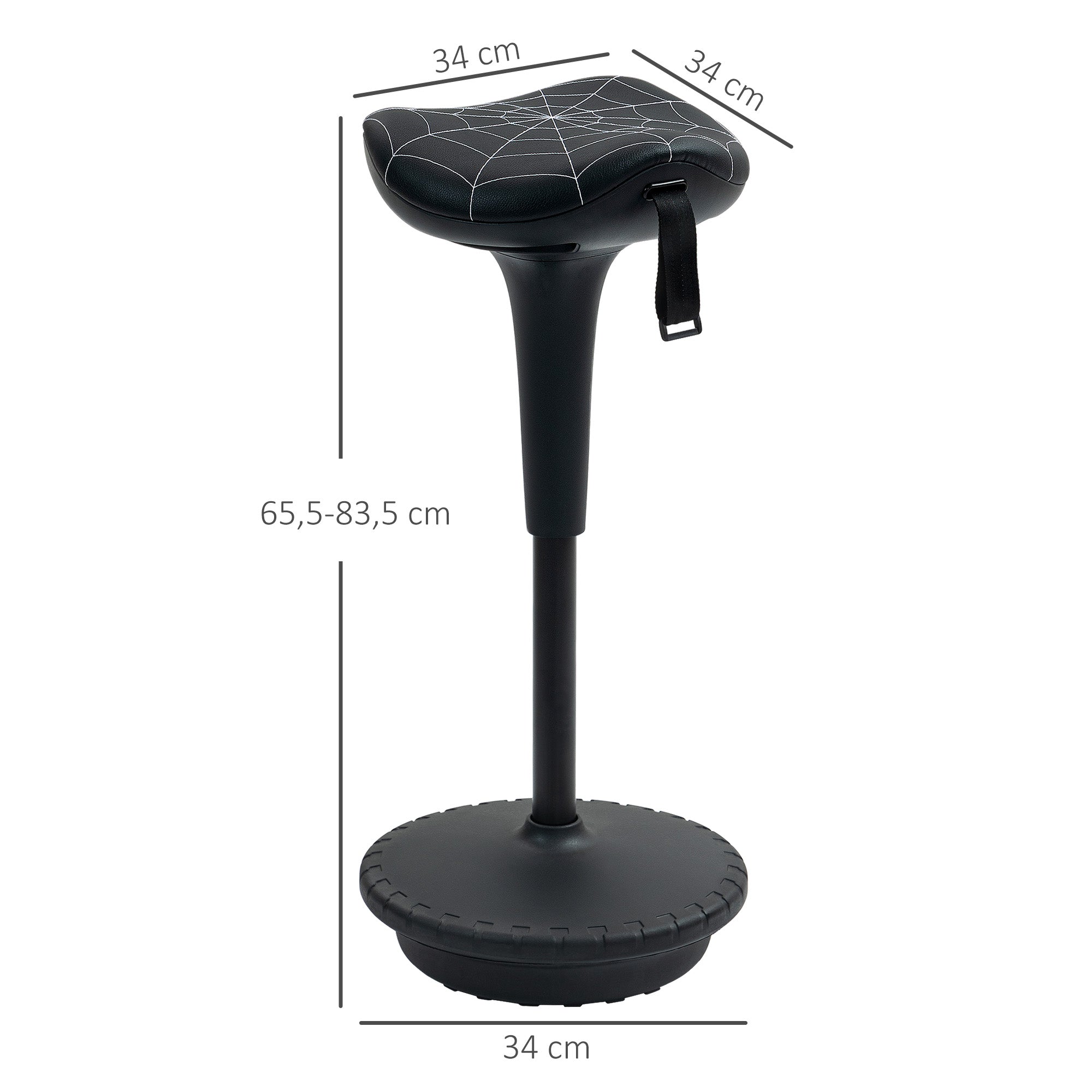 Ergonomic Swivel Saddle Stool — Height-Adjustable 25.8–32.9 in, 120° Tilt, Non-Slip Base, Black