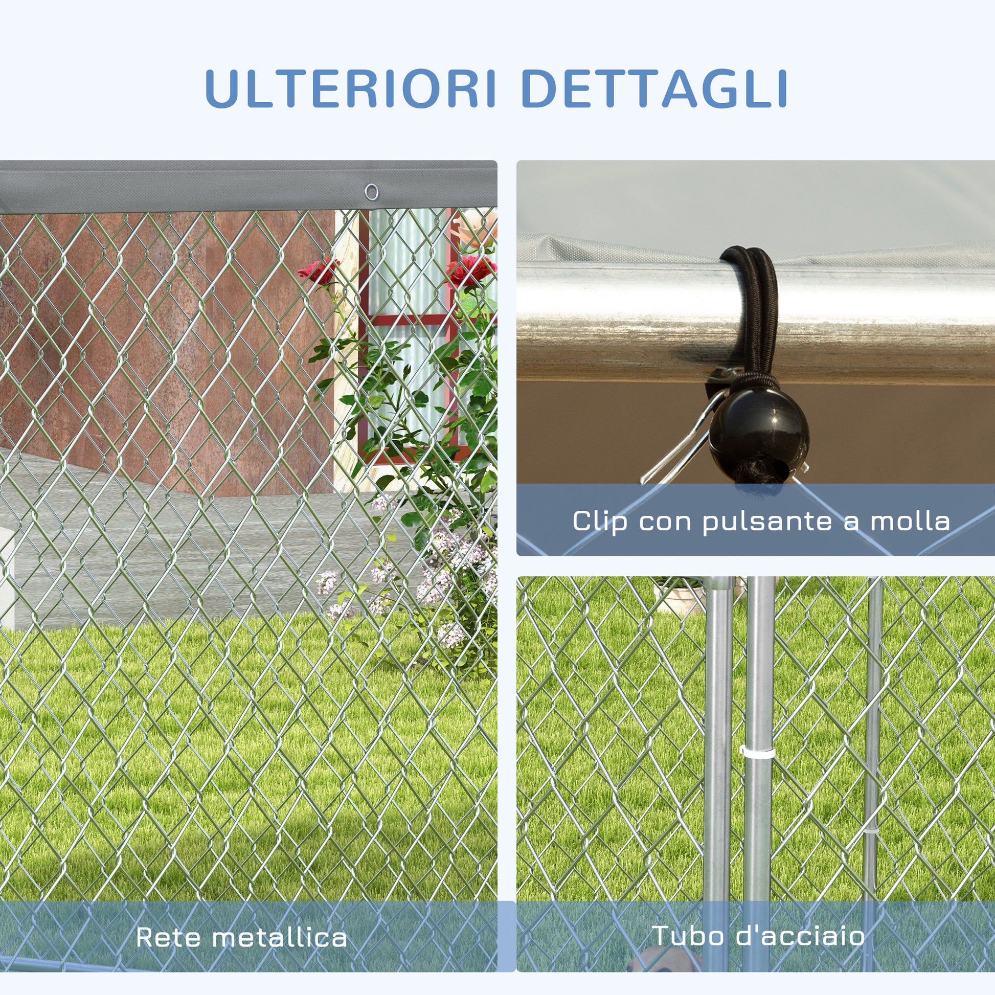 Large Size Dog Kennel, Hexagonal Kennel with Oxford Fabric UV Resistant Roof 2.1x1.85x1.5m, Silver and Grey