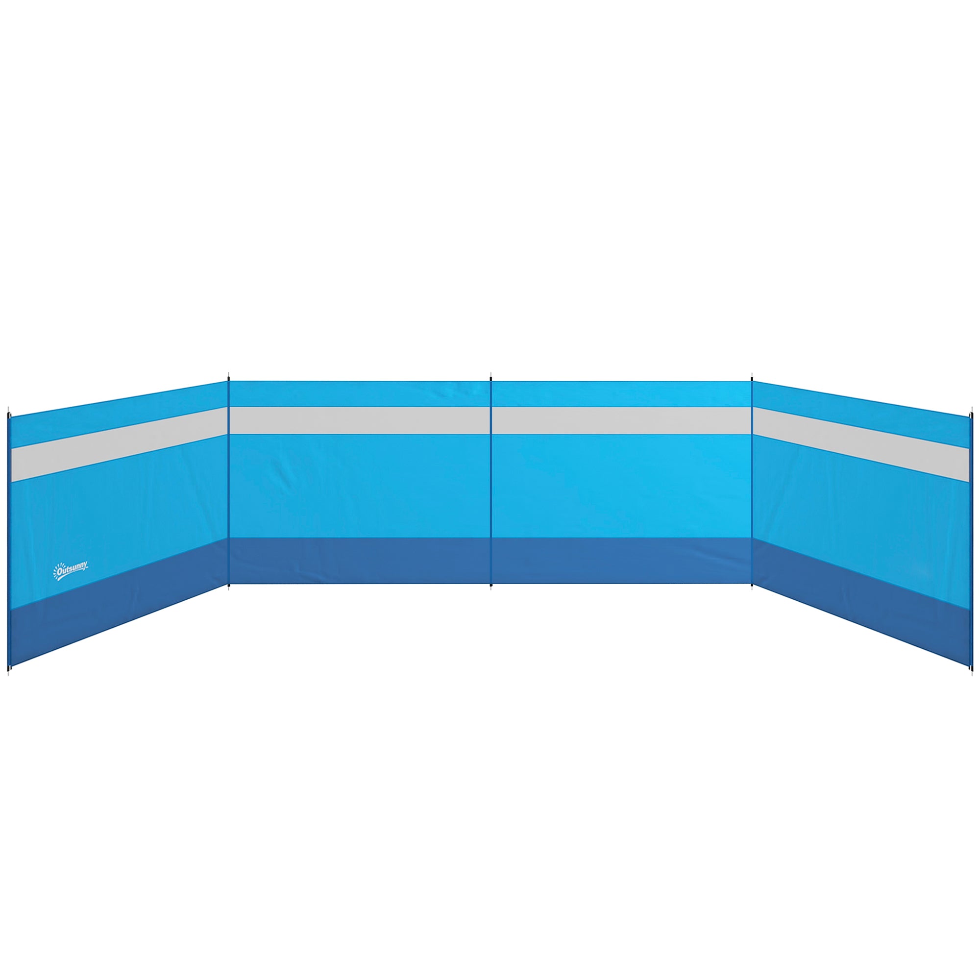 Foldable Windbreak Camping Privacy Screen with Light Window Poles Ropes Windshield Fence Beach Windshield Beach Protection for Camping Garden, Beach, Patio 725 x 140 cm Blue