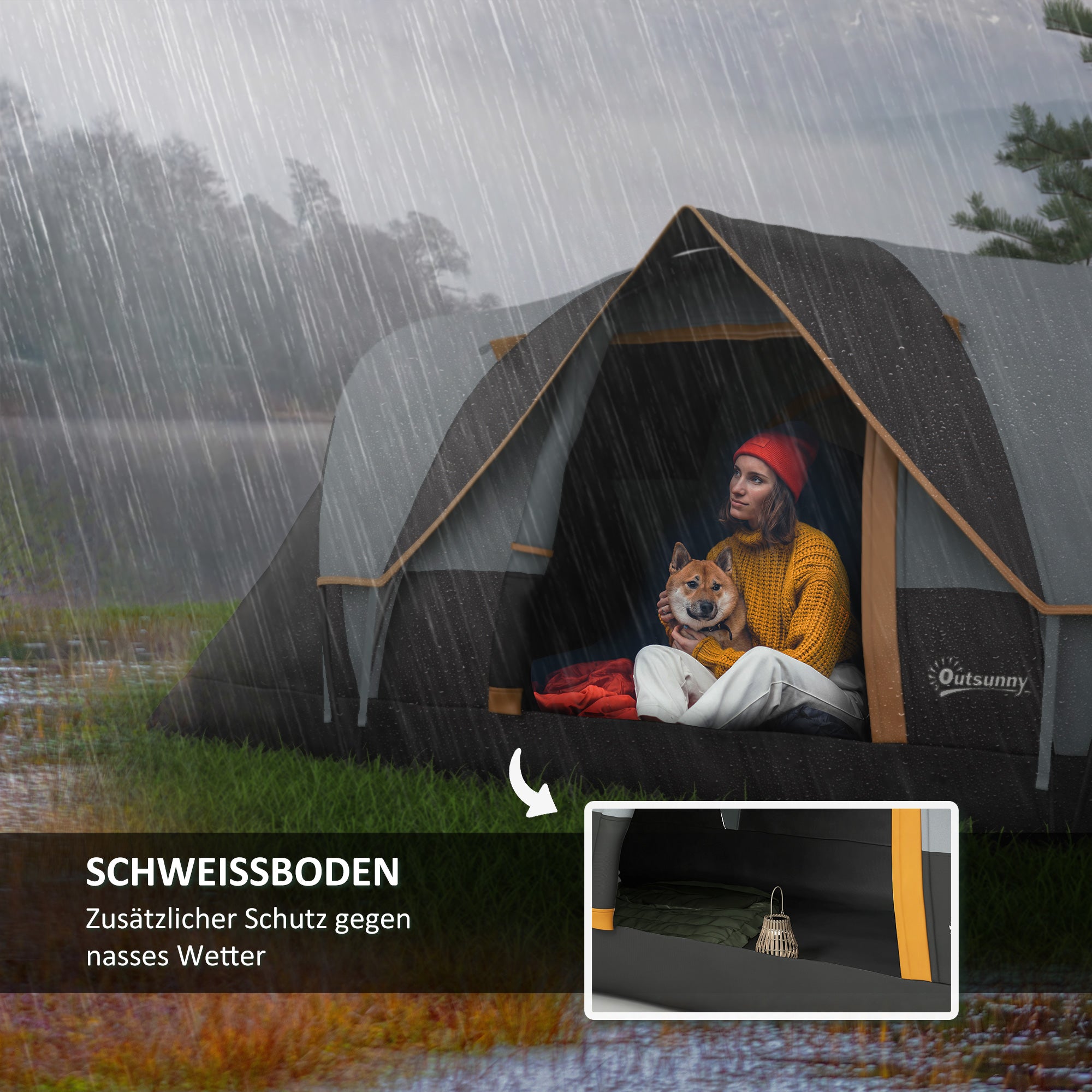 Camping Tent for 5-6 People Stable Waterproof Family Tent with Entrance Window Pack Bag, Tent with 3000mm Water Column Tunnel Tent for Camping Travel Garden, Light Gray