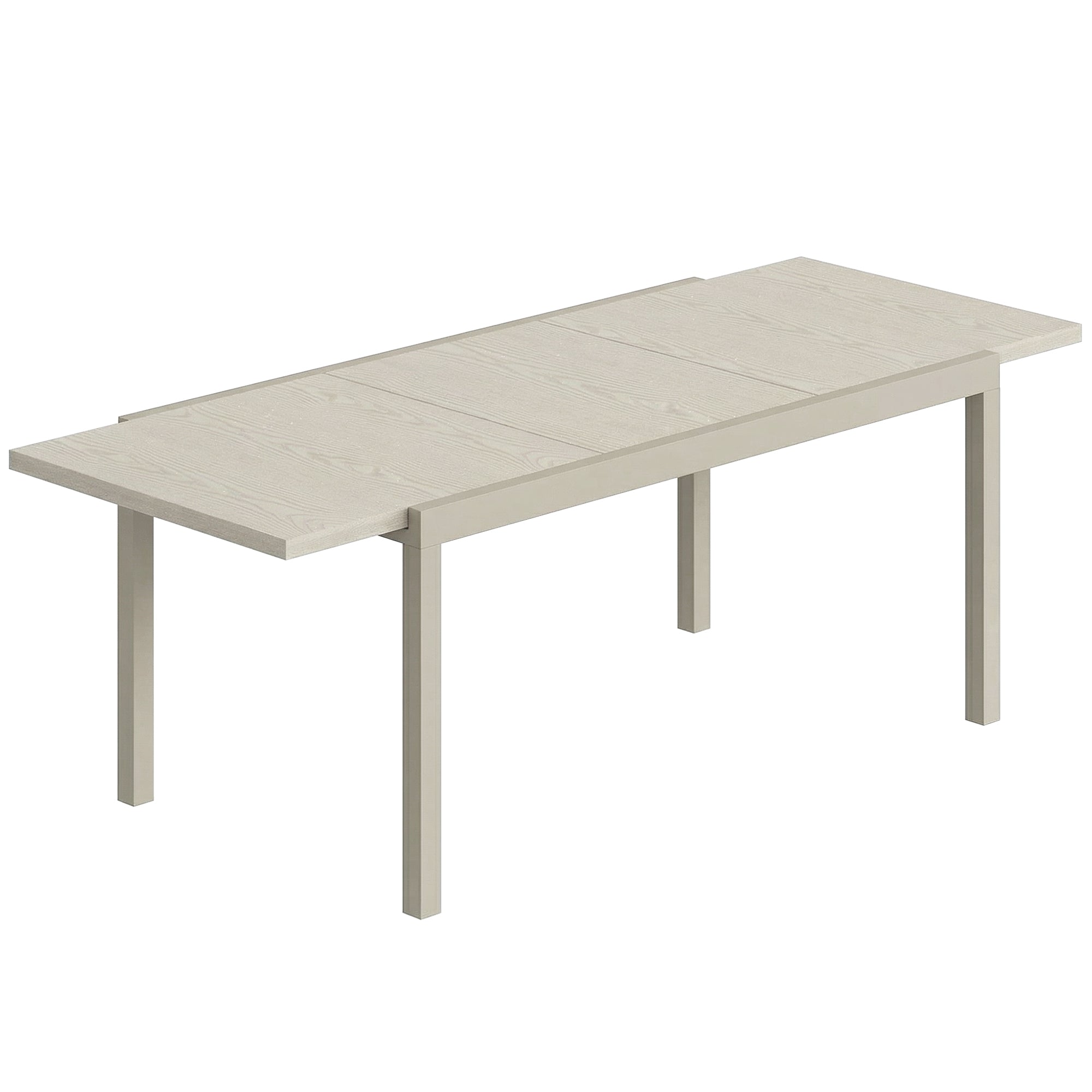 Extendable Garden Table, 60.6–84.3 in x 33.5 in Aluminum Dining Table for 8–10 People, Rectangular Balcony/Patio Table with Wood-Effect Top, Weatherproof — Light Gray