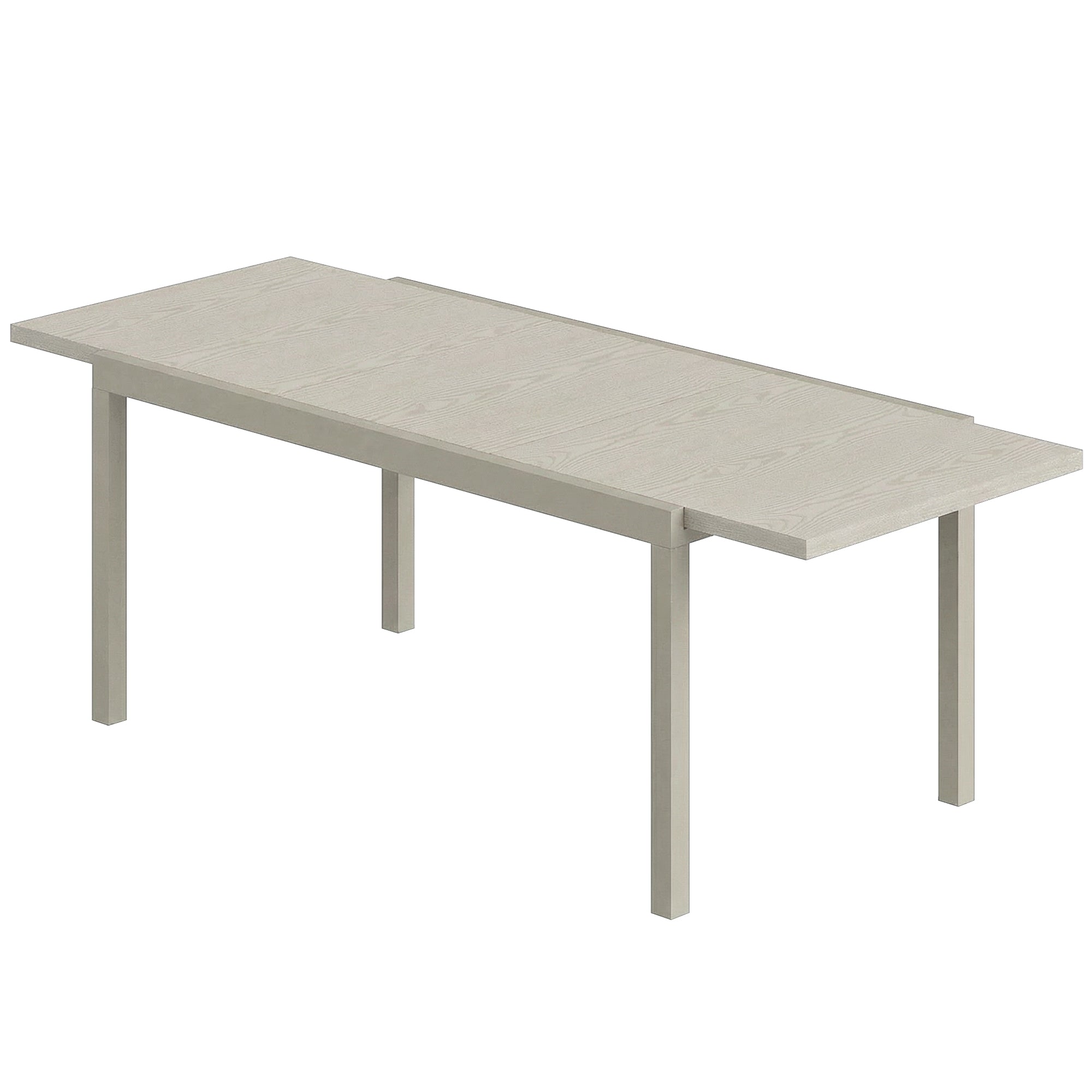 Extendable Garden Table, 60.6–84.3 in x 33.5 in Aluminum Dining Table for 8–10 People, Rectangular Balcony/Patio Table with Wood-Effect Top, Weatherproof — Light Gray