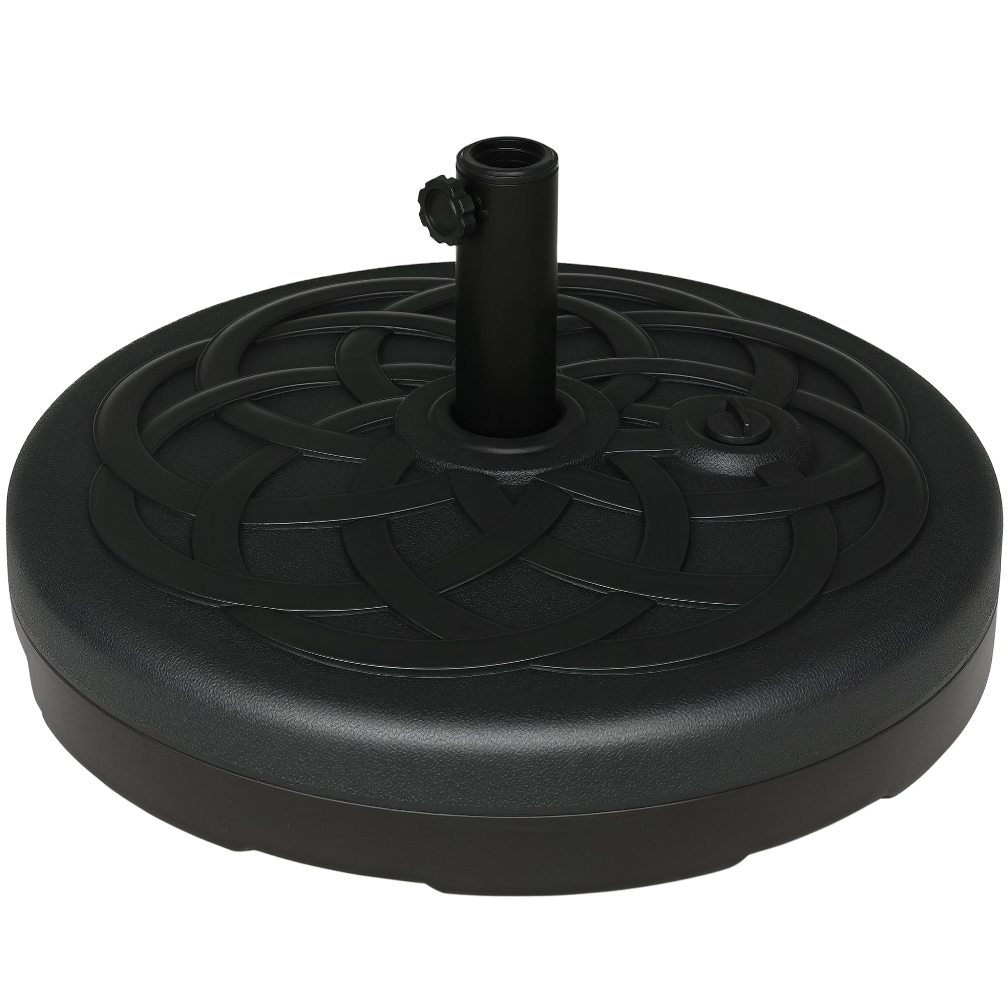 Parasol Stand Up to 35 kg Fillable Umbrella Stand, Round Parasol Holder, Umbrella Weight, Stand for Umbrella Ø38/48 mm, for Balcony, Terrace, Garden, Black