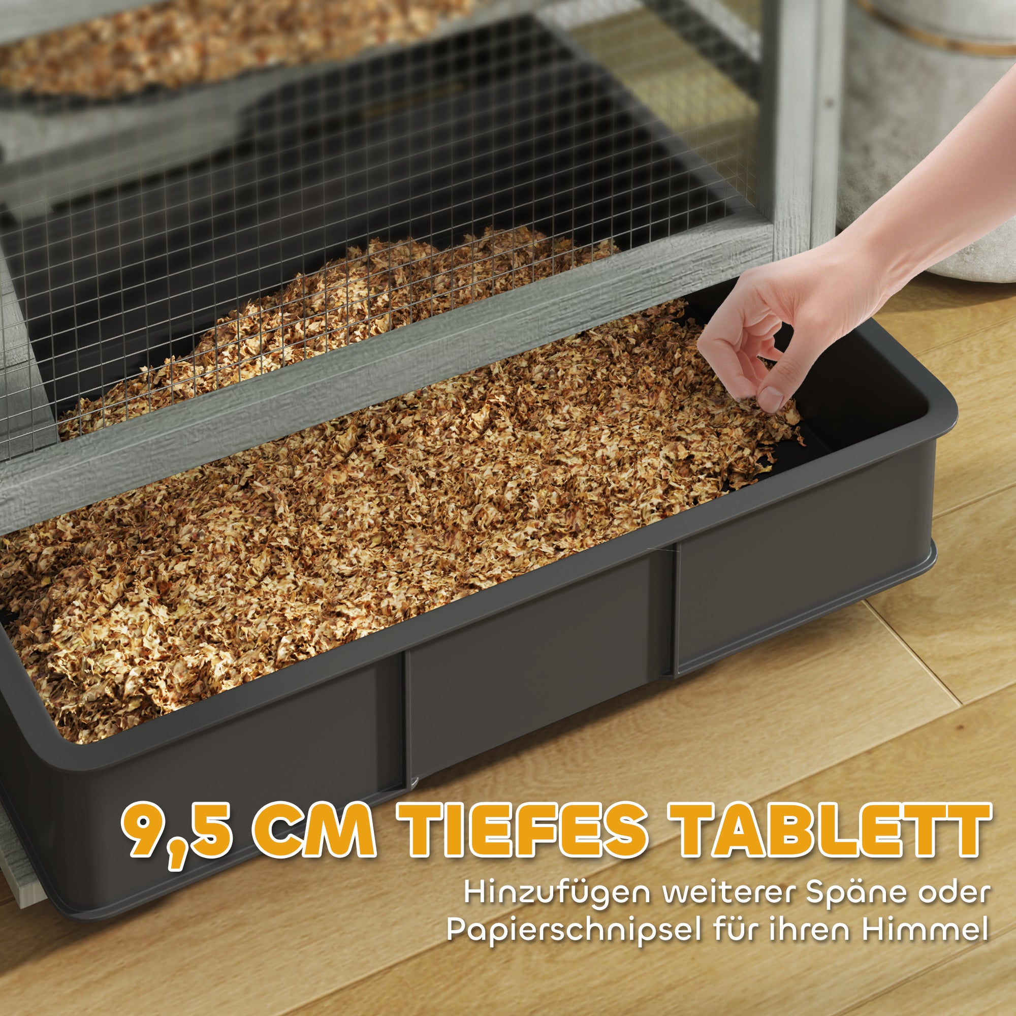 Hamster Cage Made of Wood, 65 x 45 x 109 cm Rodent Cage with Houses, Seesaw, Platform, Feeding Bowls, 4-Story Small Animal Cage with Lock, Ramps, Wheels, for Dwarf Hamsters Gray